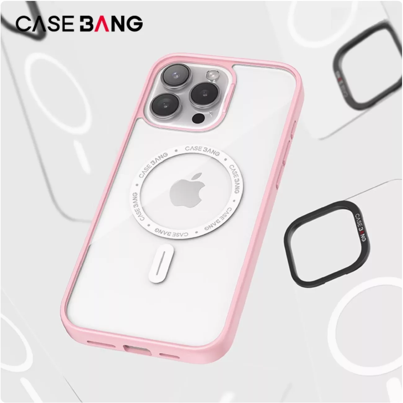 CASEBANG出奇殼任意吸透明MagSafe粉色防摔手機保護殼 CASEBANG出奇殼任意吸透明MagSafe粉色防摔手機保護殼