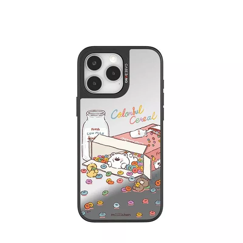 miiiiichan聯名白熊&熊君系列-磁吸出鏡殼-麥片小熊