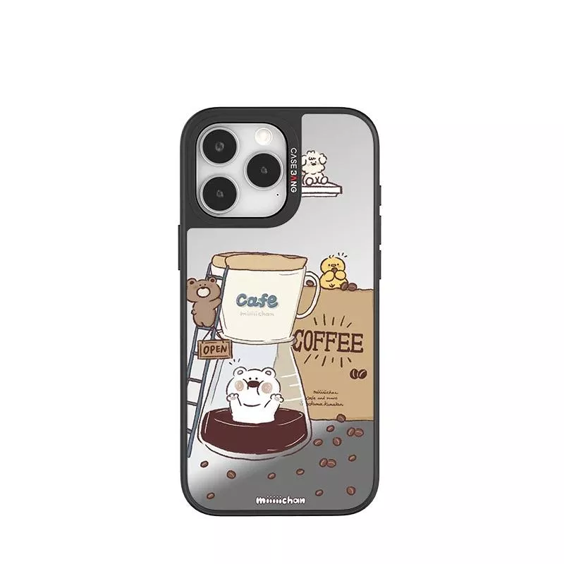 miiiiichan聯名白熊&熊君系列-磁吸出鏡殼-咖啡小熊