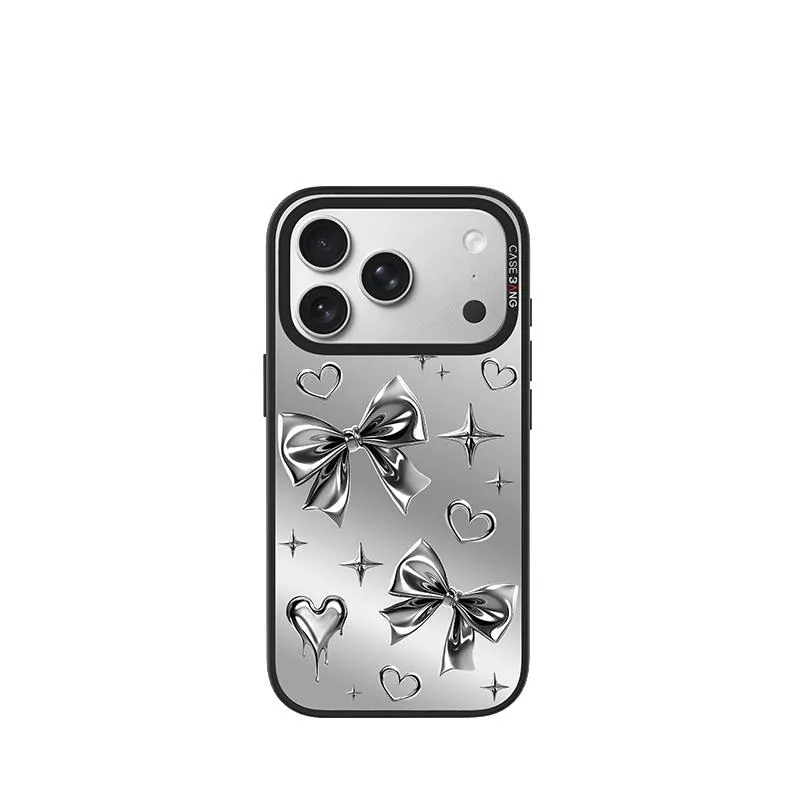 銀色小光圈-銀光蝴蝶結系列-手機殼磁吸背蓋