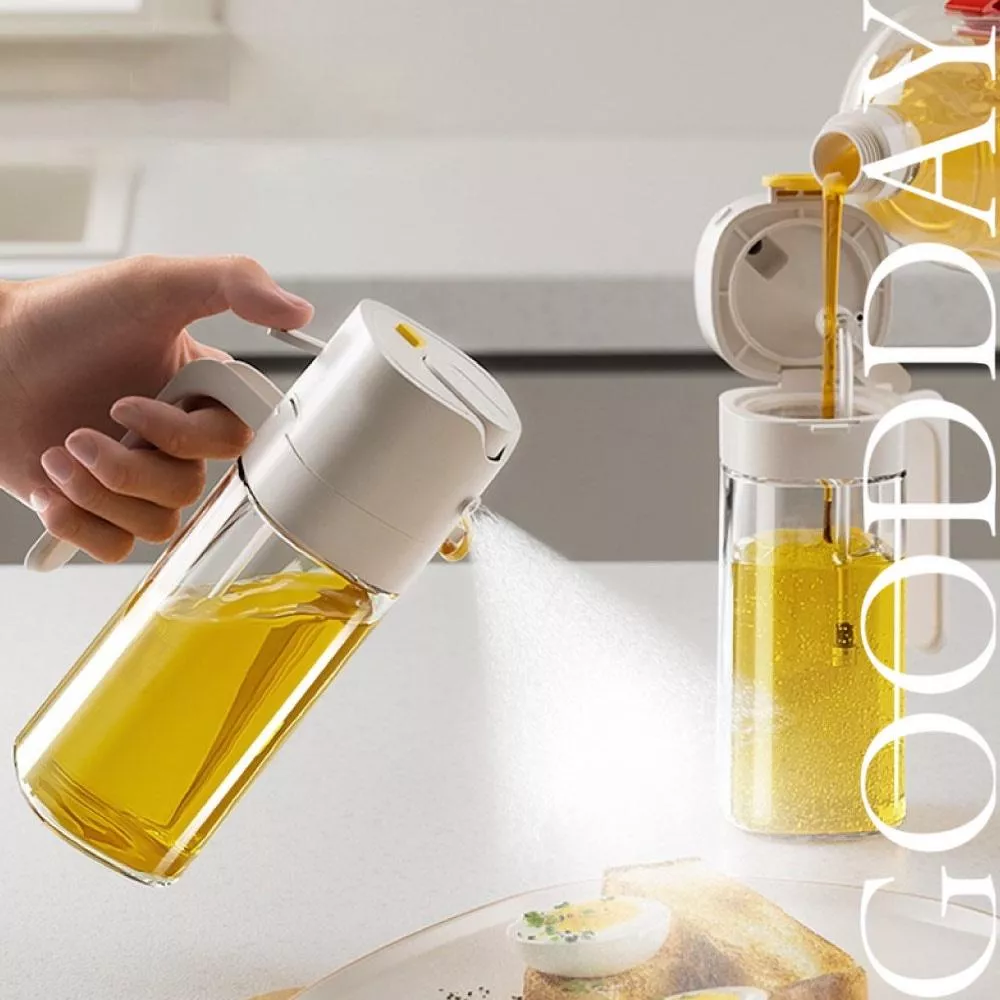 【台灣現貨】兩用噴油壺 廚房油壺 廚房家用 噴油瓶 不掛油霧化 一體玻璃噴壺油瓶罐  倒噴兩用油瓶 油罐 油瓶  噴霧油