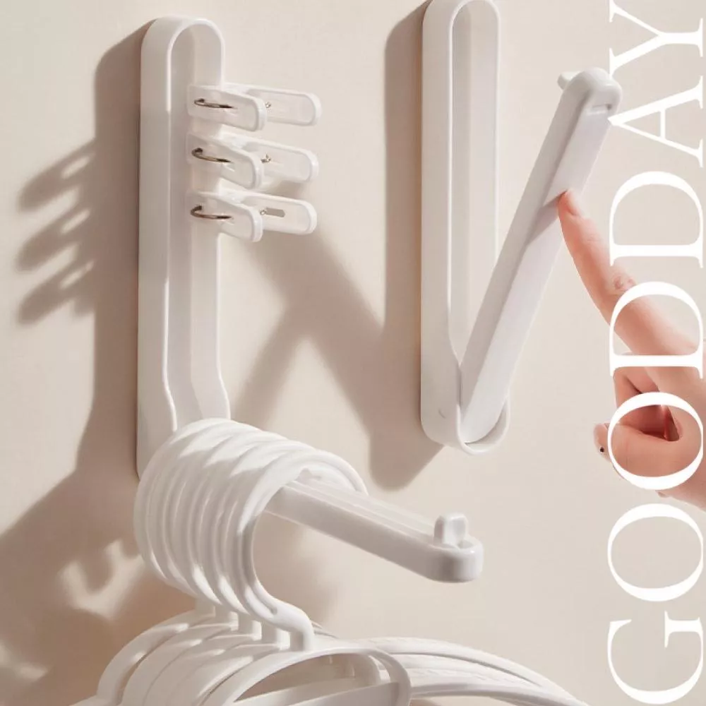 【台灣現貨】多功能衣架收納神器 收納神器 家用加厚 卧室防滑免打孔 可折叠 可放夾子 收納架 曬衣架 壁掛式 洗衣架收納