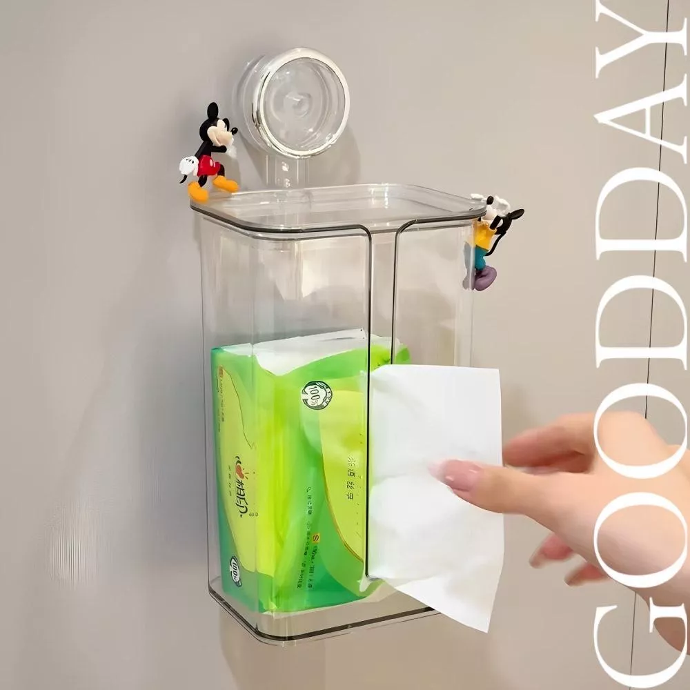 【台灣現貨】吸盤壁掛紙巾盒 壁掛式 免打孔 衛生紙盒 浴室洗臉毛巾 防水透明收納盒 面紙收納盒 廁所置物盒 吸盤式收納盒