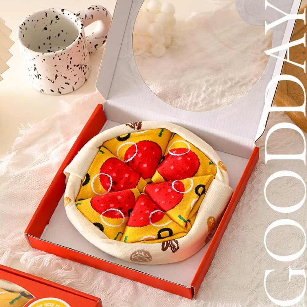 【台灣現貨】創意披薩襪子禮盒 聖誕節交換禮物 長襪 聖誕節襪子 創意禮物 搞怪 中筒襪 生日禮物 創意有趣 披薩襪