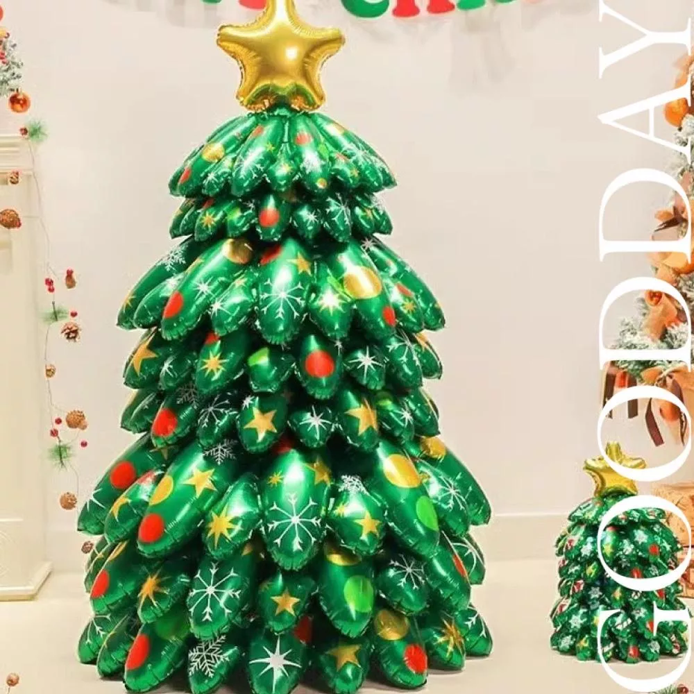 【台灣現貨】聖誕樹裝飾氣球 充氣堆堆立體柱聖誕樹 商場店舖 百貨公司 聖誕節氛圍 裝飾氣球 站立式聖誕樹 氛圍氣球