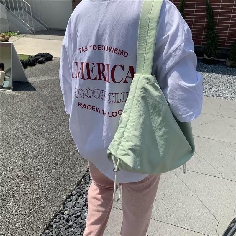 慵懶垂墜尼龍單肩包