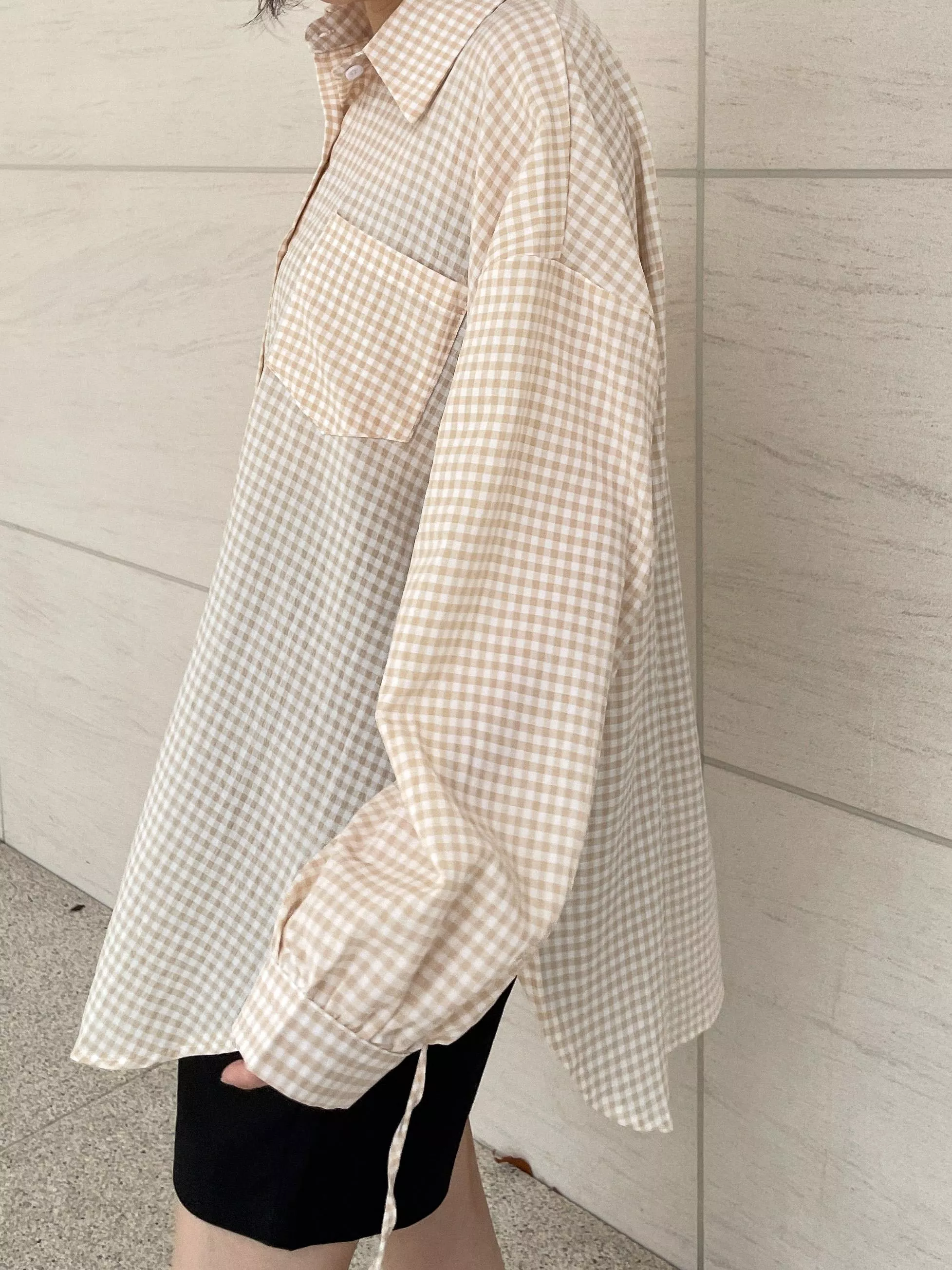 薄透感格子襯衫