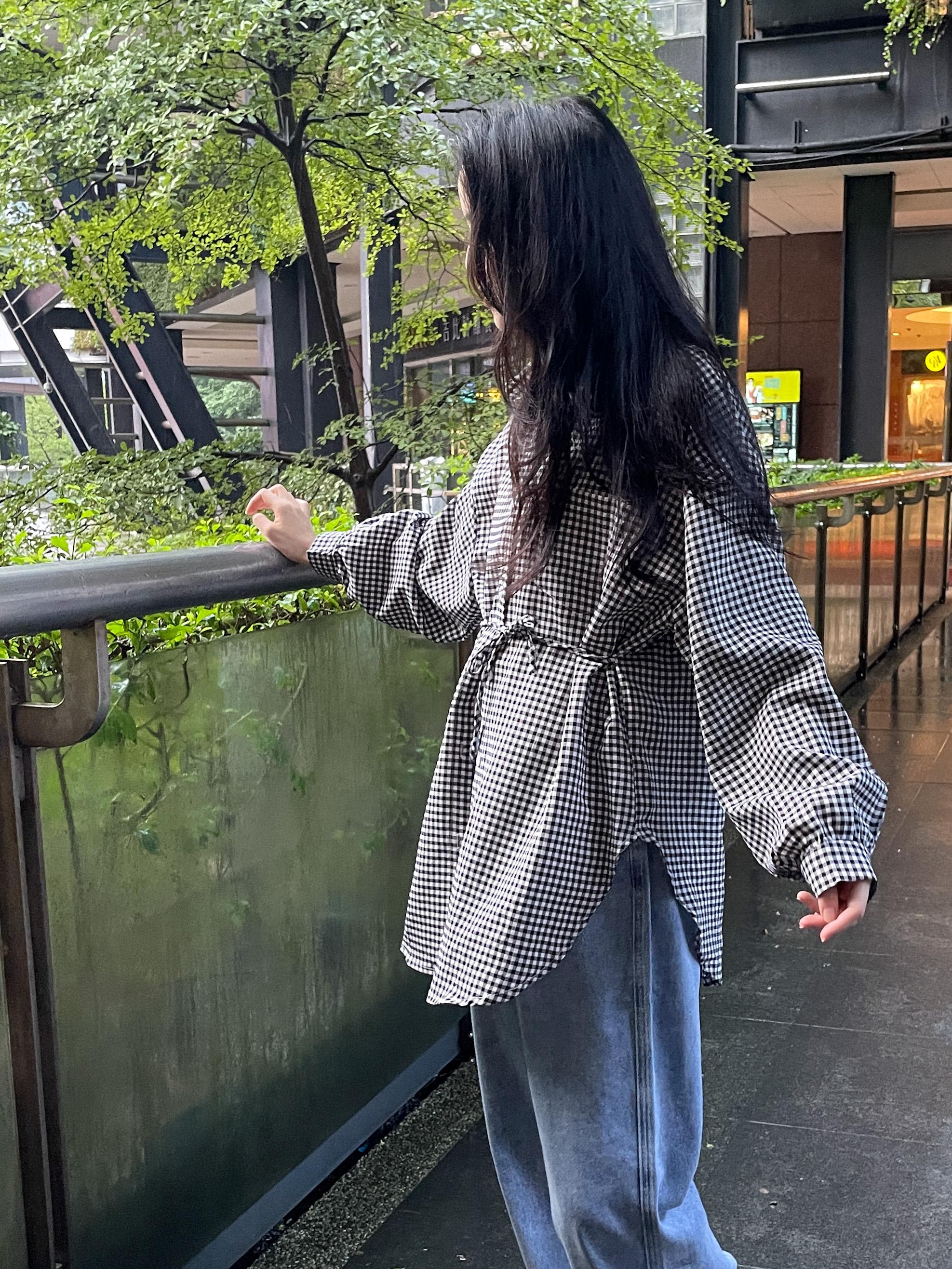 薄透感格子襯衫