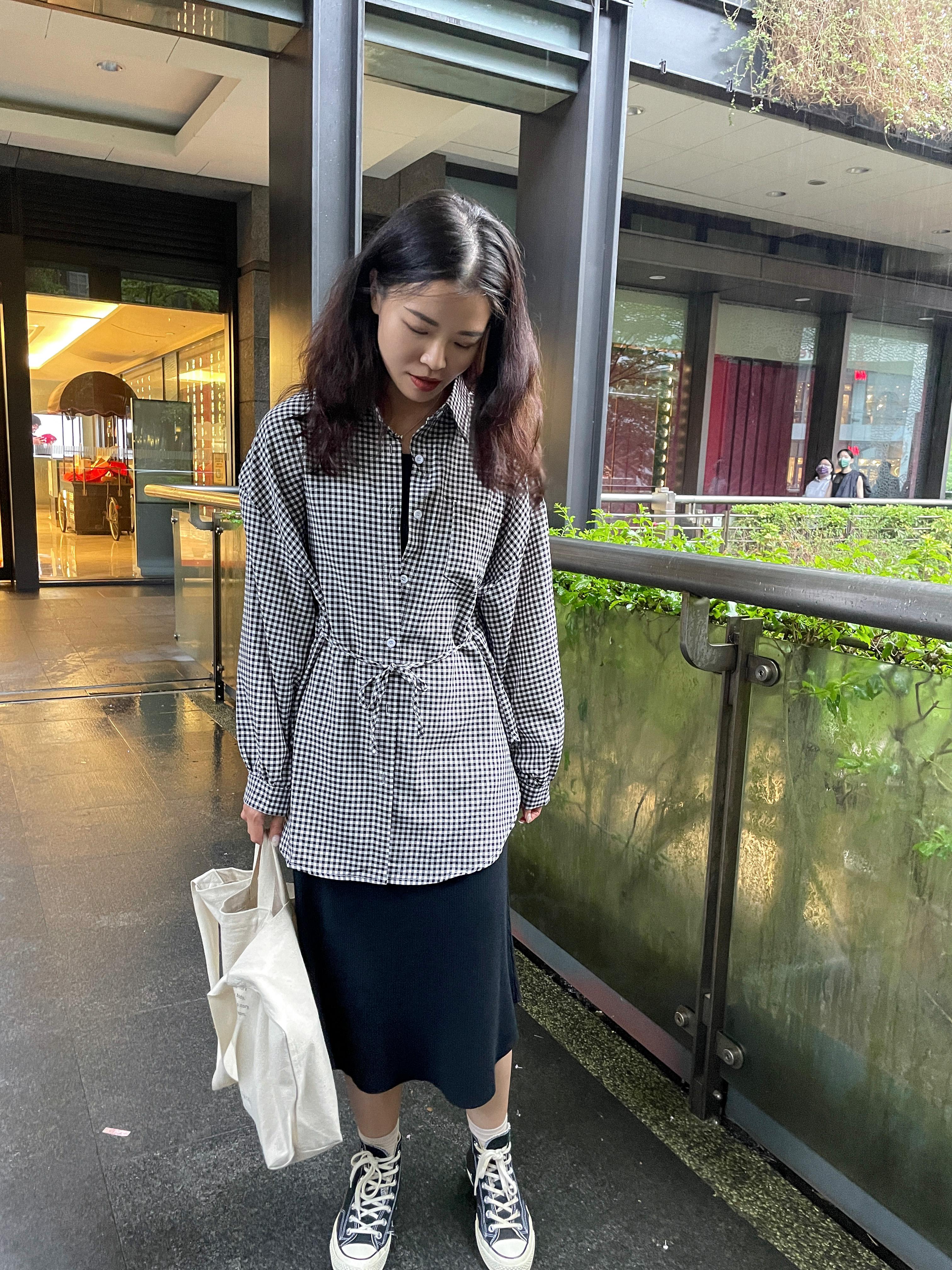 薄透感格子襯衫