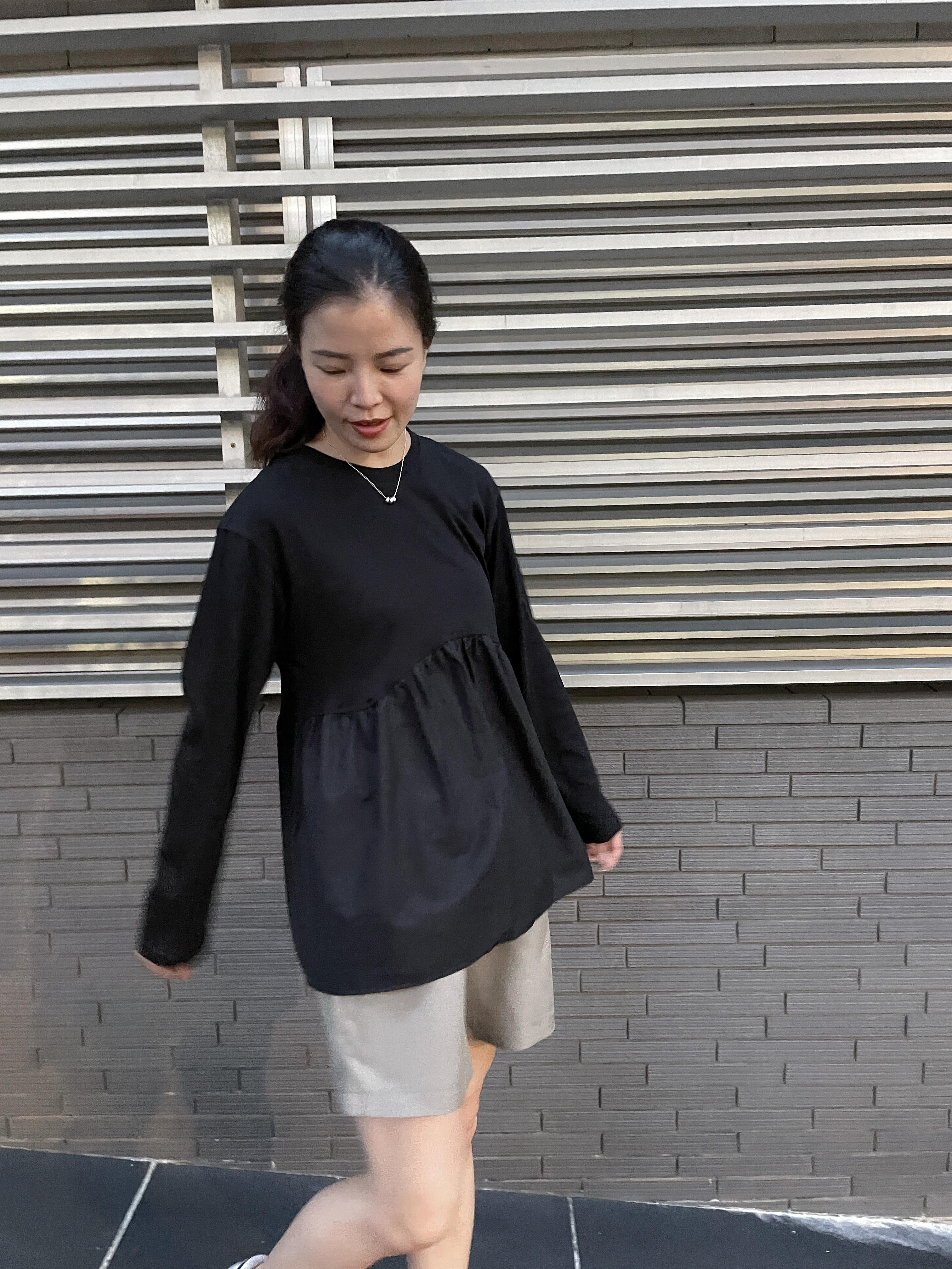 [韓國製] 異材質拼接上衣