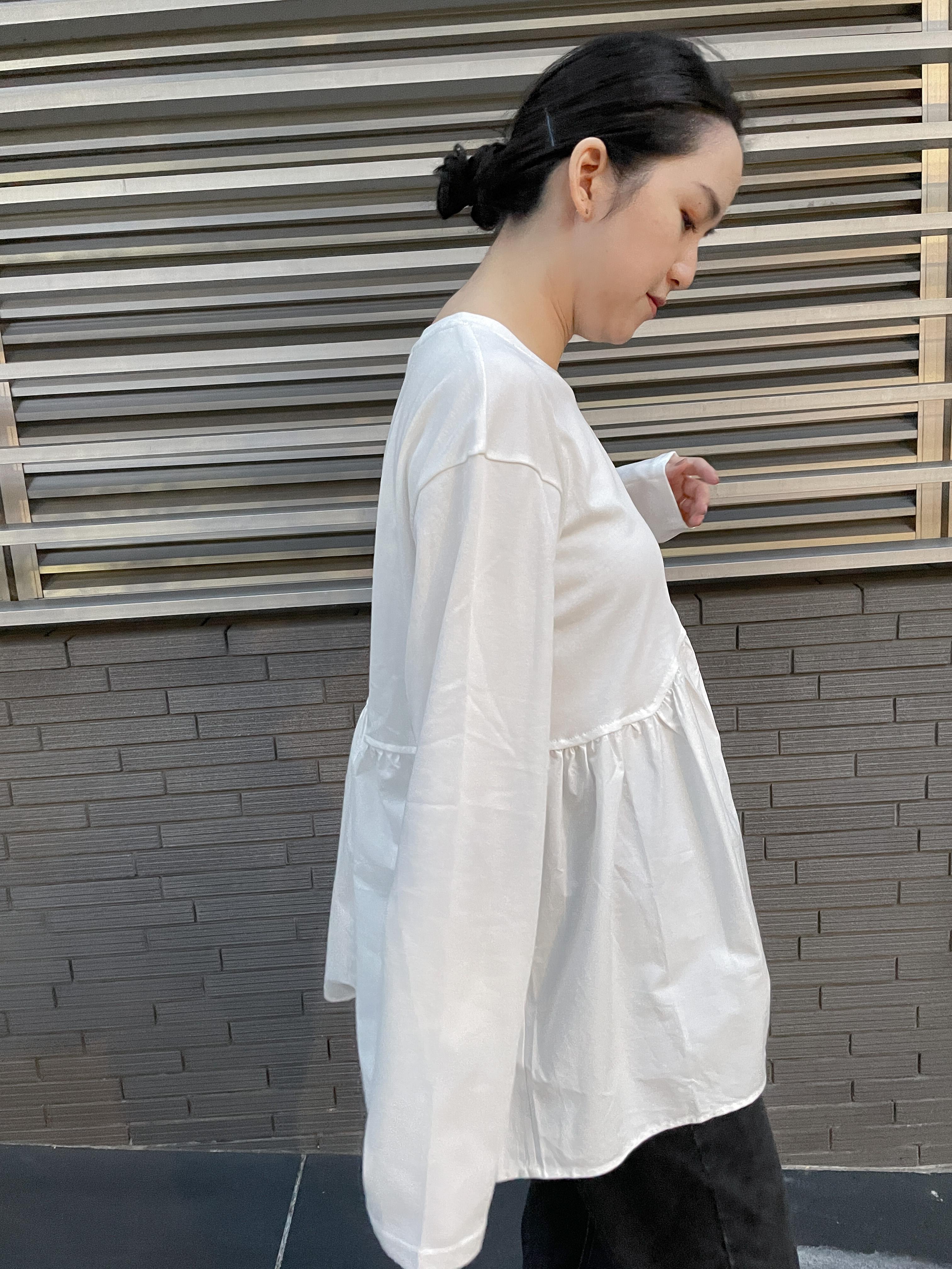 [韓國製] 異材質拼接上衣