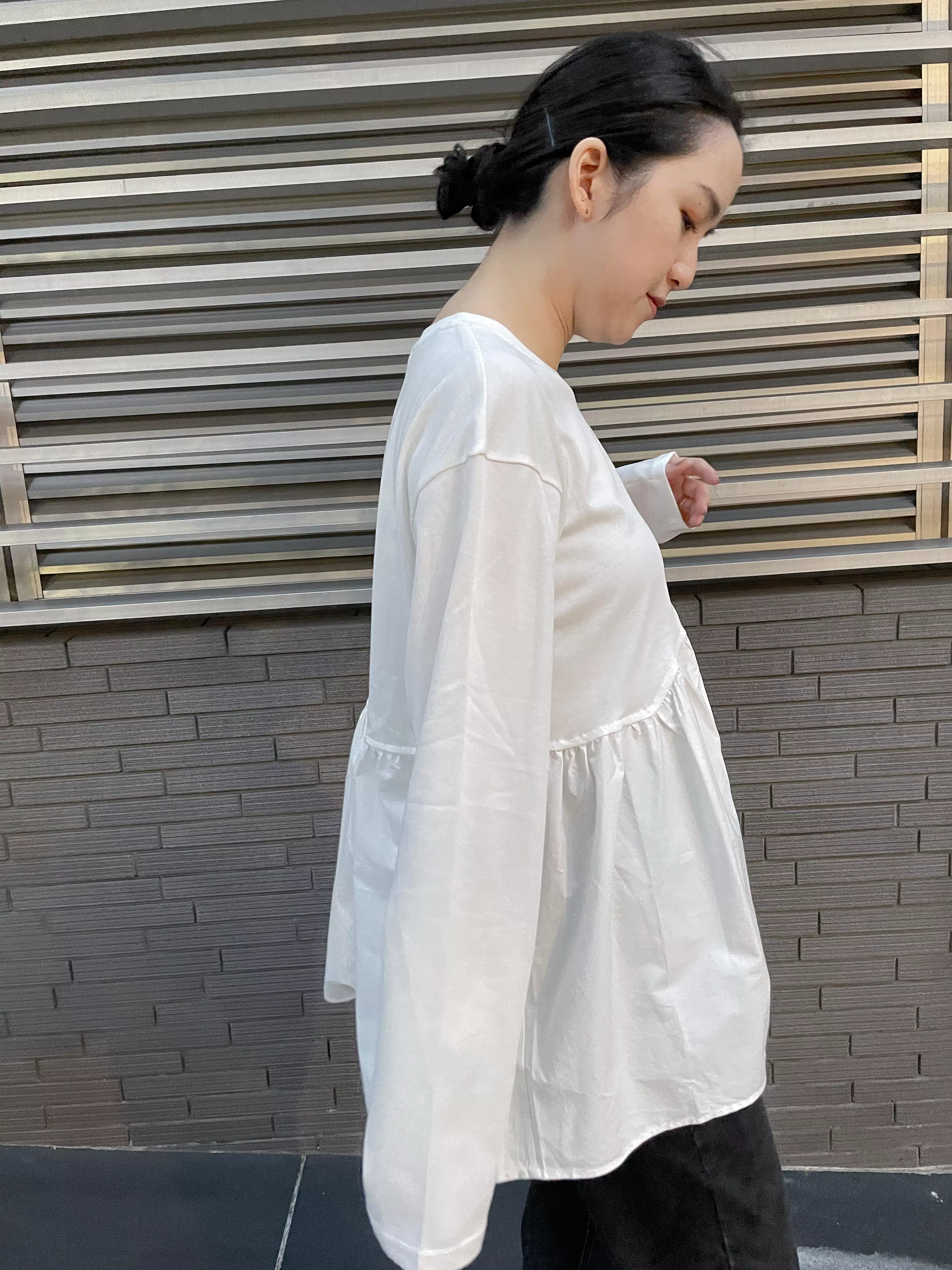 [韓國製] 異材質拼接上衣