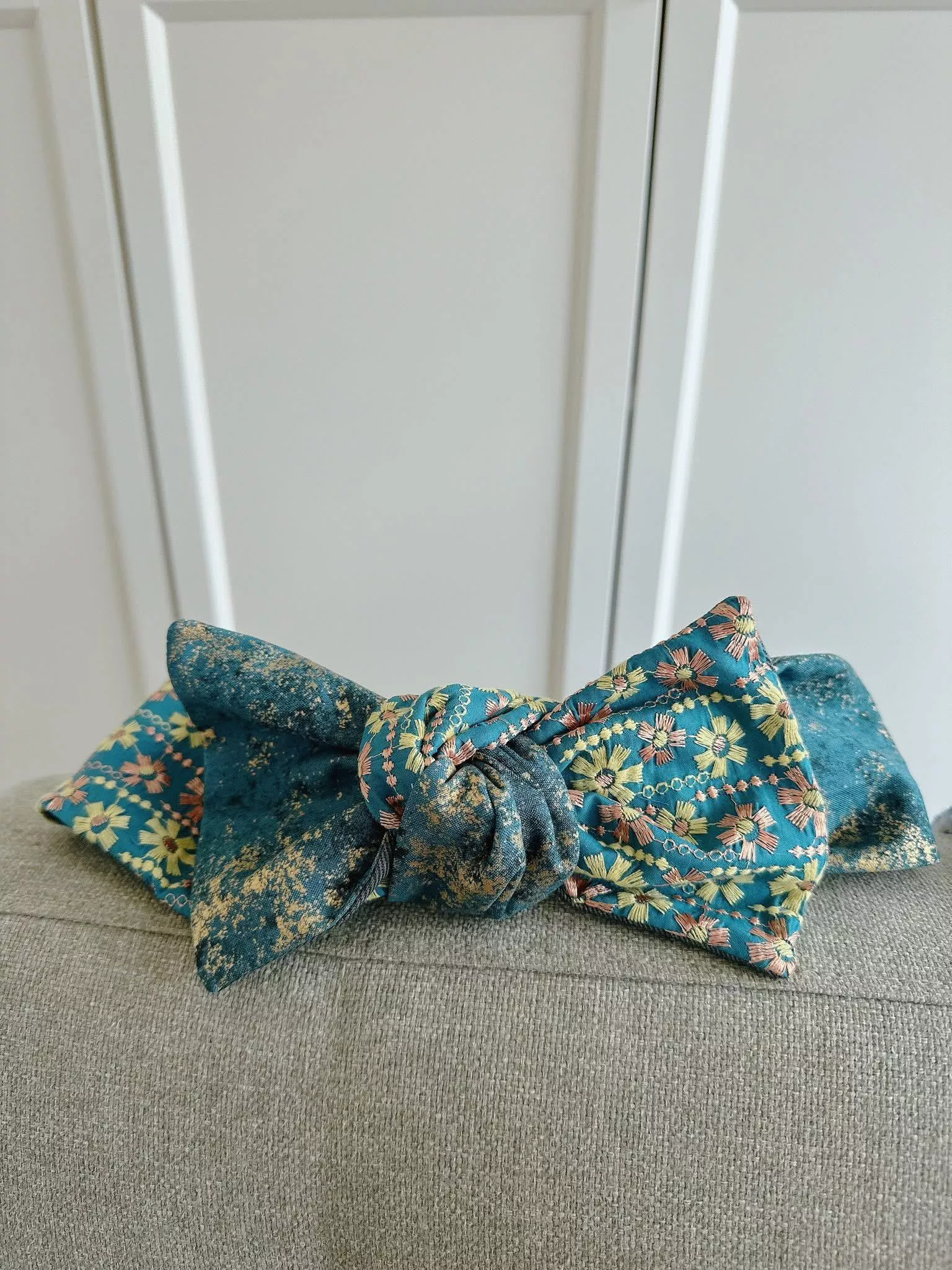 昭和喫茶室（京都刺繡）_大蝴蝶結鬆緊髮帶