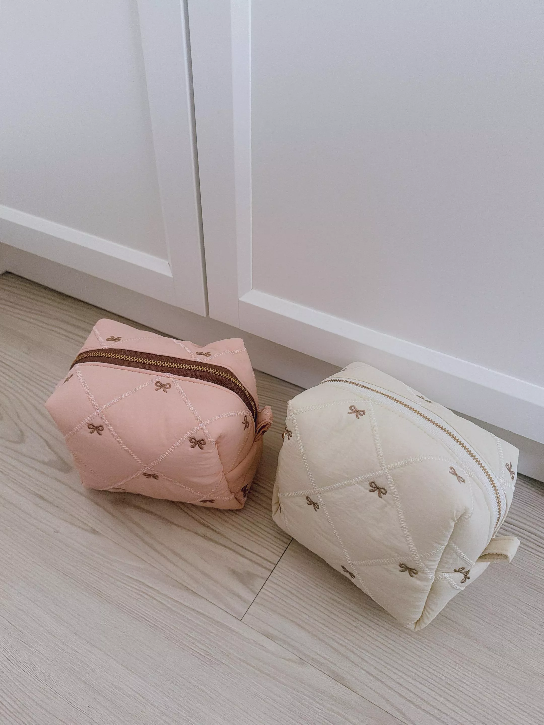 ［大款/小款］法式珠寶盒（米白/粉）_雲朵吐司收納包（拉鍊顏色隨機）