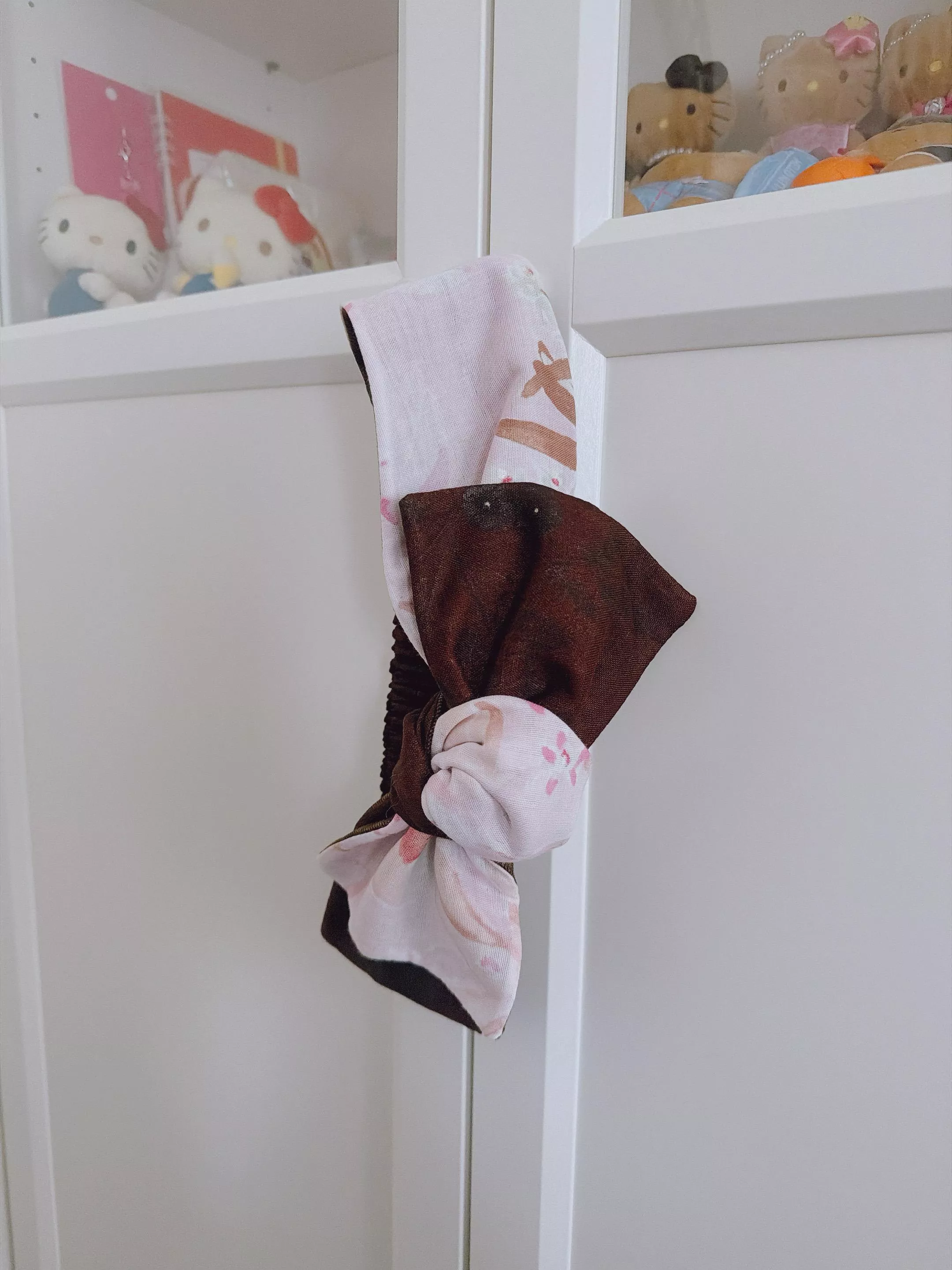 花柄ブラウン（花柄棕）日本設計師系列｜大蝴蝶結鬆緊髮帶