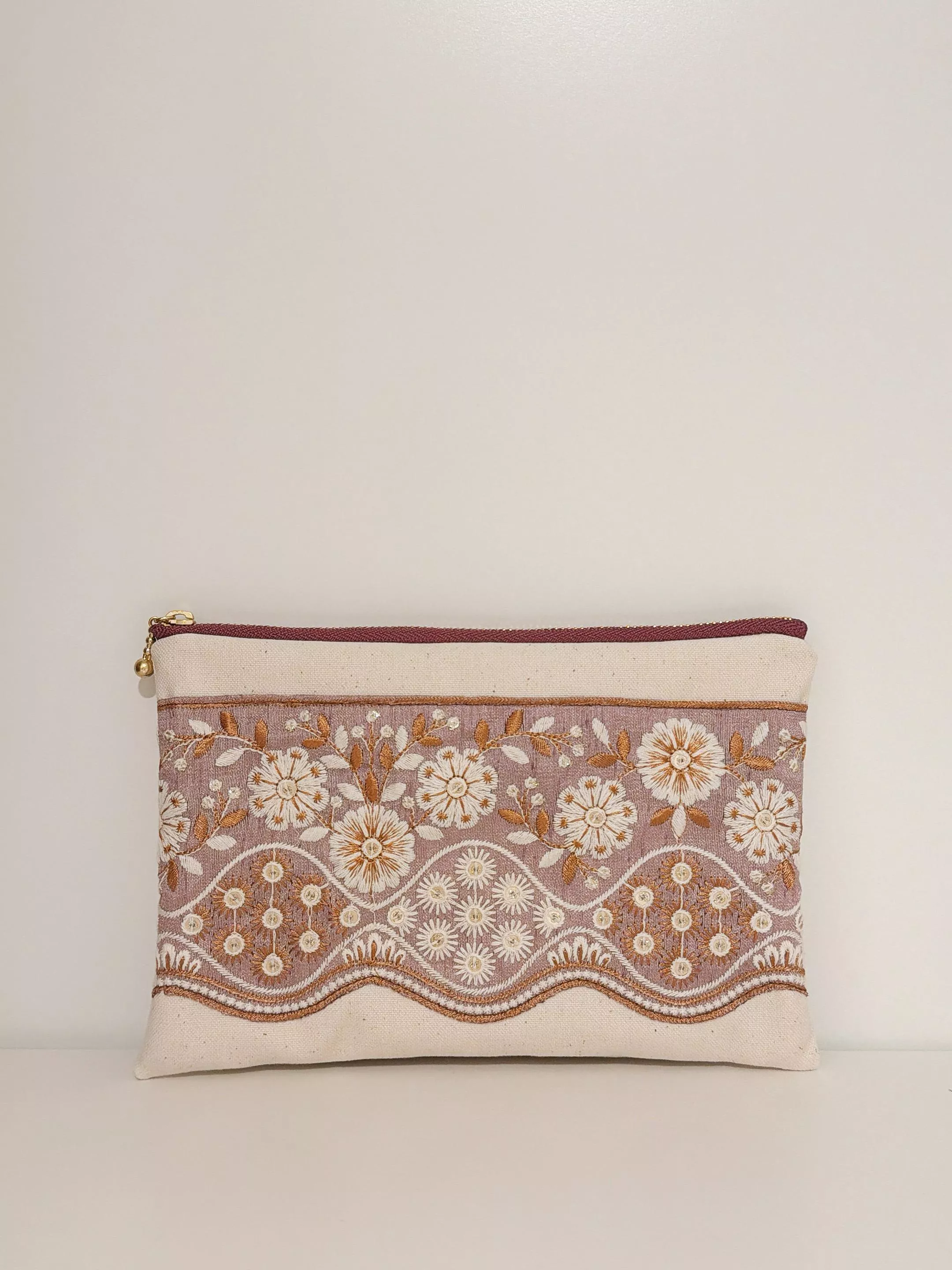 赤玉浪花（印度刺繡）_證件收納包