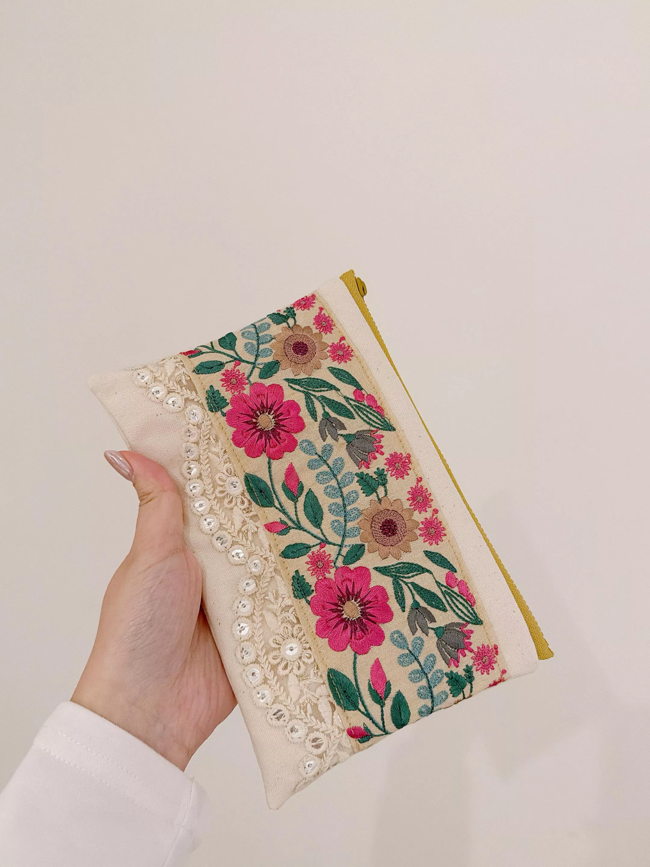 ［京都刺繡］暖枝紋_證件拉鍊包