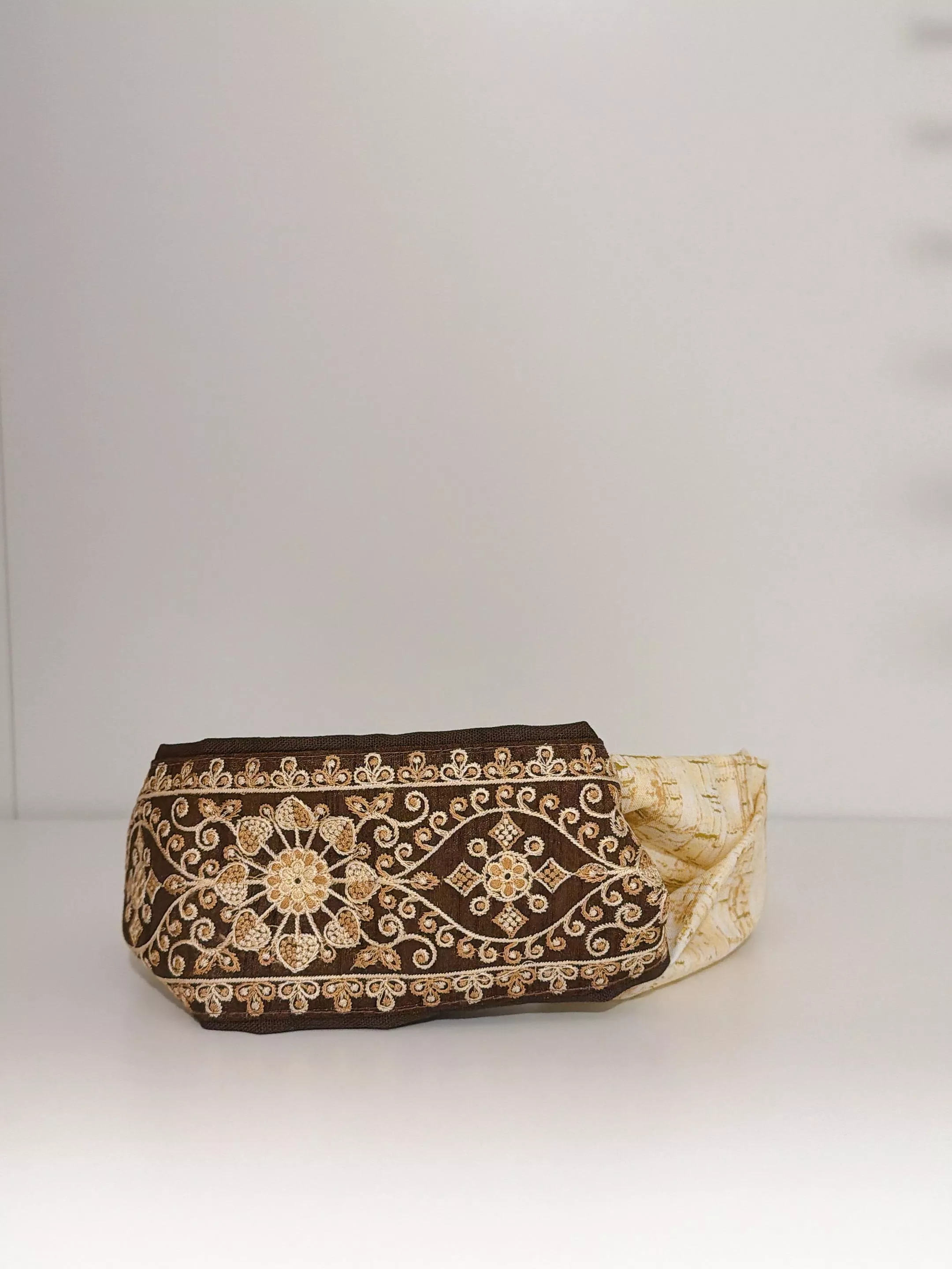 限量刺繡款｜絲路褐紋＿極寬鬆緊髮帶