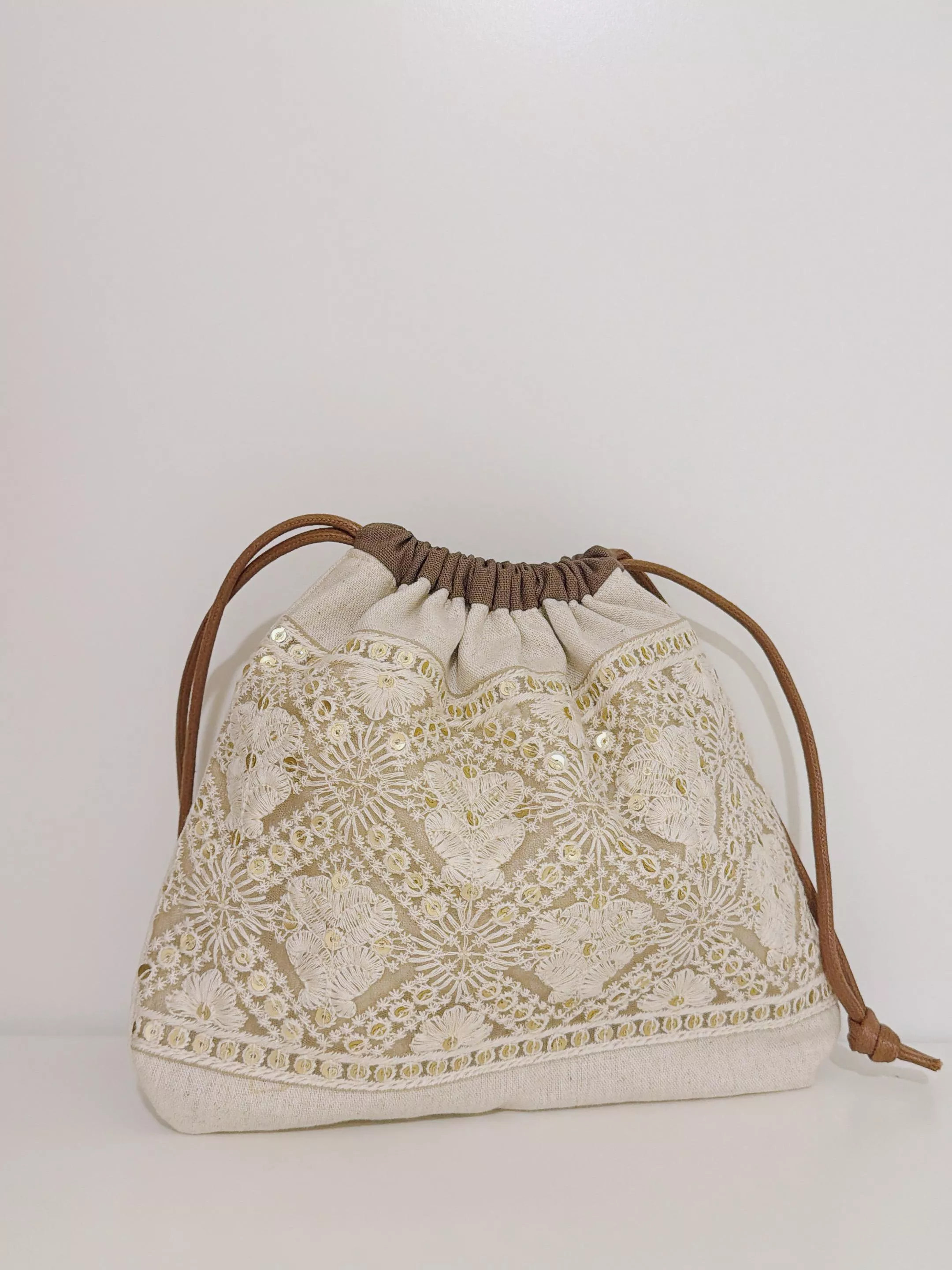 純淨之門（印度刺繡）_蠟繩束口袋