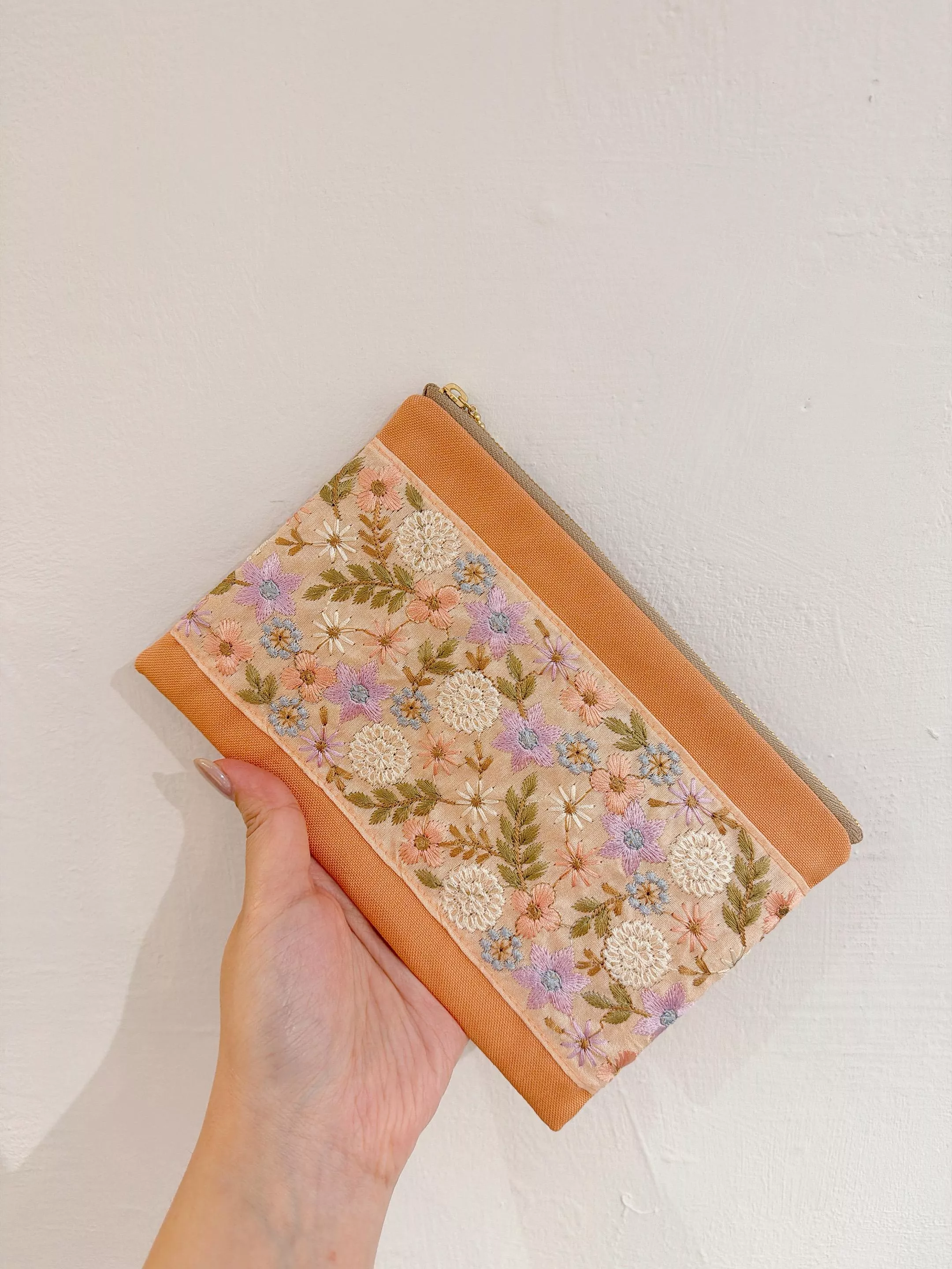 杏橘花花＿證件拉鍊包