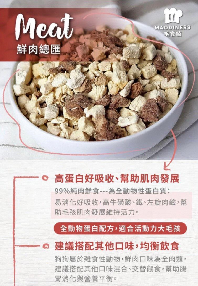 【毛食嗑 Maodiners 凍乾鮮食】鮮食 冷凍乾燥 牛肉 雞肉 羊肉 還原 台灣 狗飼料 狗 飼料 250g