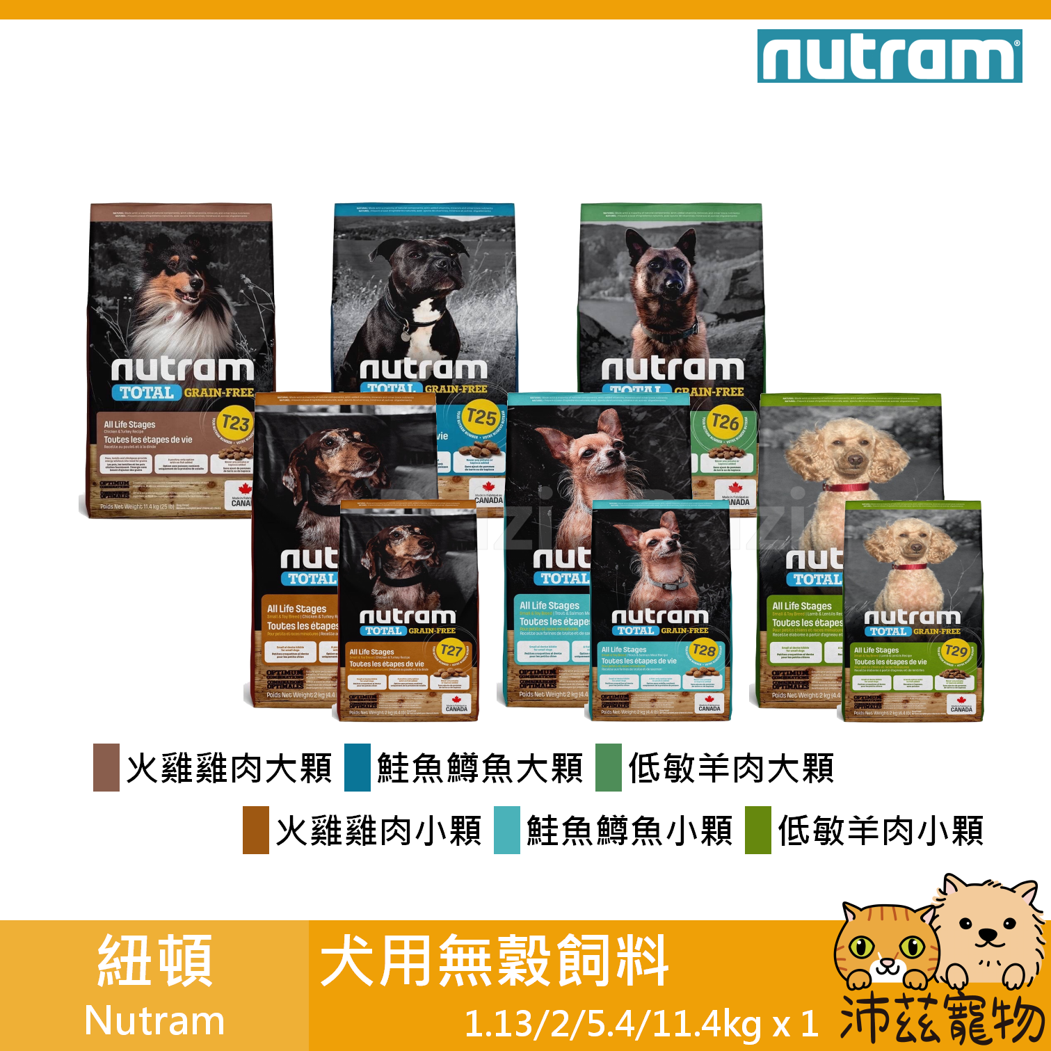 【紐頓 Nutram 犬用無穀飼料】無穀 全能 美國 主食 狗飼料 狗 飼料 1.13kg 2kg 5.4kg 11.4kg