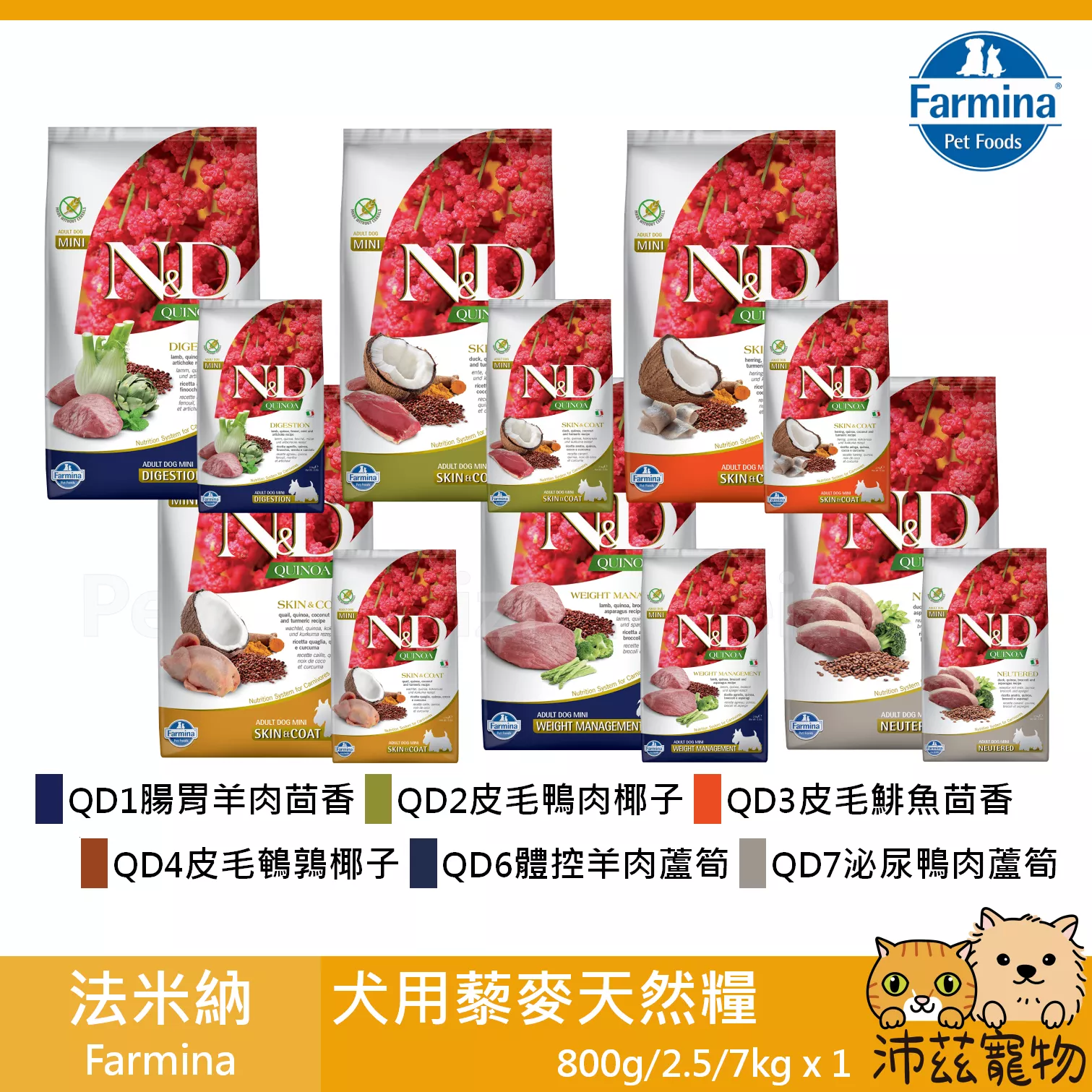 【法米納 Farmina 犬用藜麥天然糧】藜麥 天然糧 義大利 狗飼料 狗 飼料 2.5kg 7kg