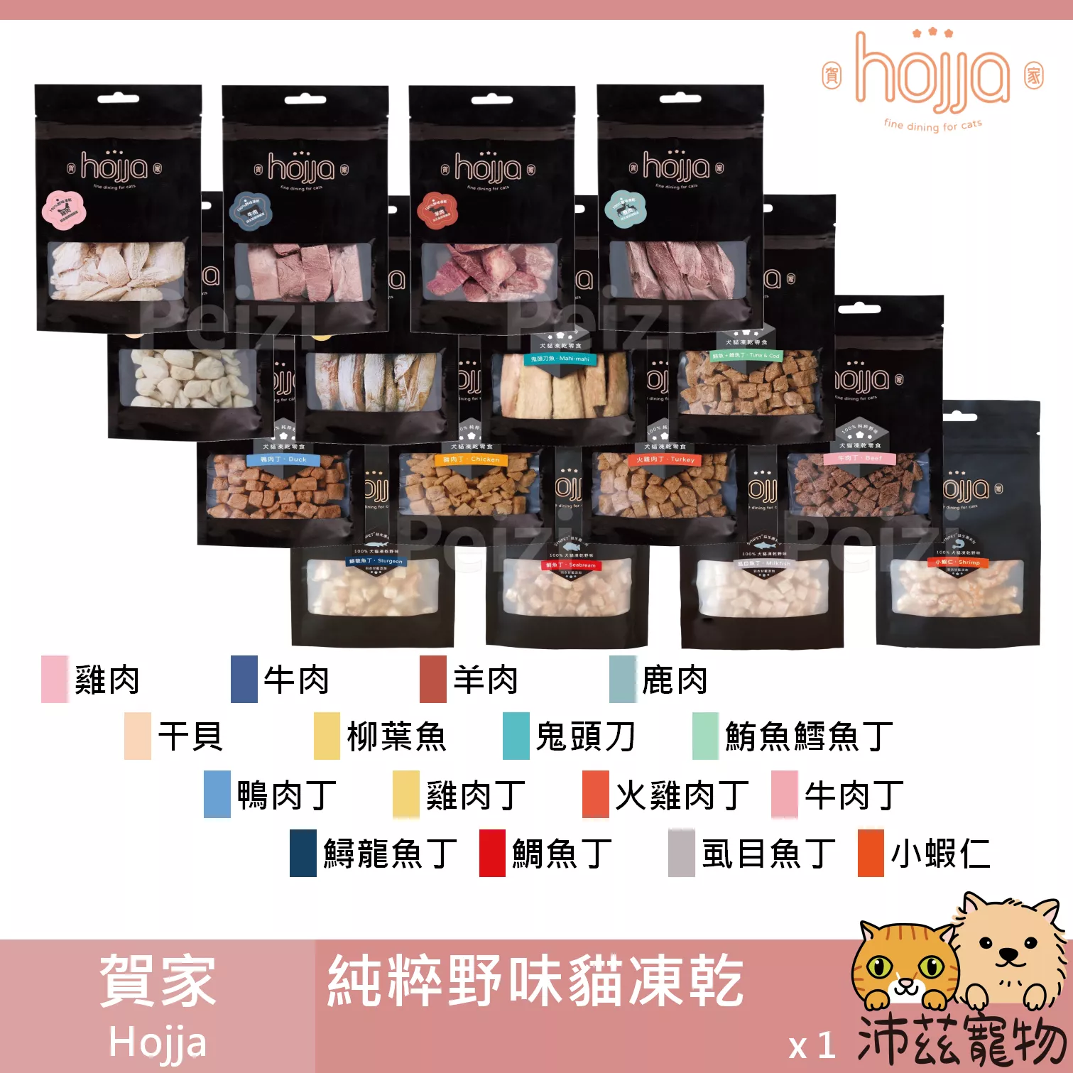 【賀家 Hojja 純粹野味凍乾】雞胸肉 柳葉魚 鹿肉 羊肉 干貝 凍乾 台灣 貓零食 貓 零食 30g