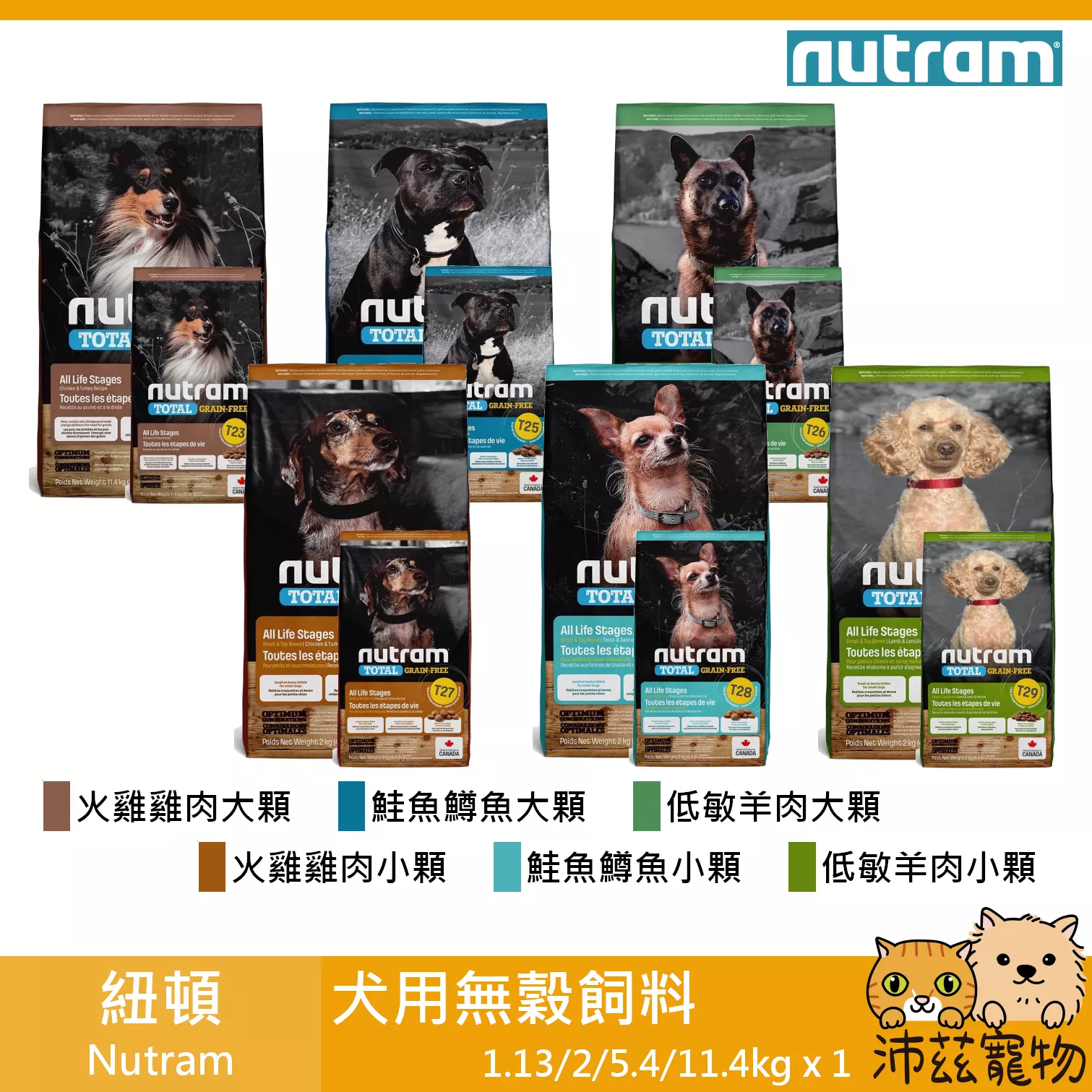 【紐頓 Nutram 犬用無穀飼料 1.13kg 2kg 5.4kg 11.4kg】無穀 全能 美國 主食 狗飼料 狗 飼料