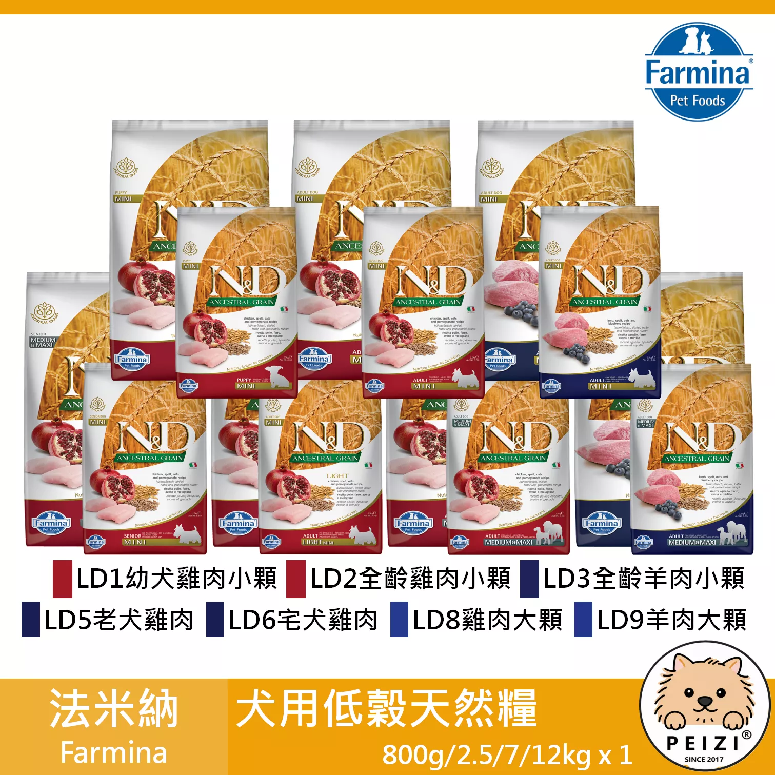 【法米納 Farmina 低穀犬用天然糧 800g 2.5kg 7kg 12kg】低穀 天然糧 義大利 狗飼料 狗 飼料