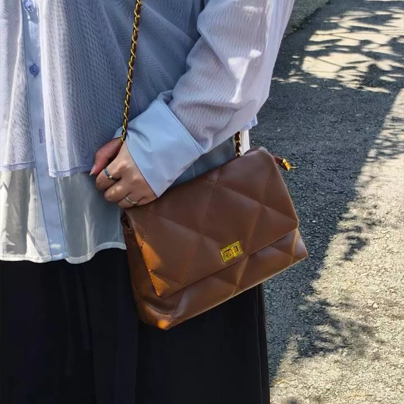 輕奢鍊條菱格包