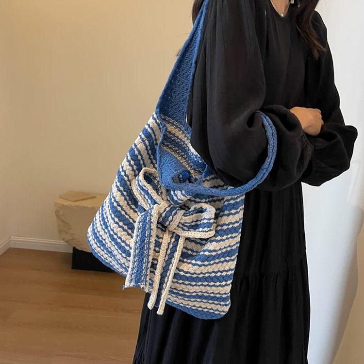 慵懶拼接編織托特包