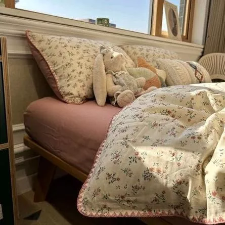 愛美家 A類超柔軟嬰兒級雙層紗小碎花床上四件套全棉純棉文藝1.5m米被套雙人四件套床包組