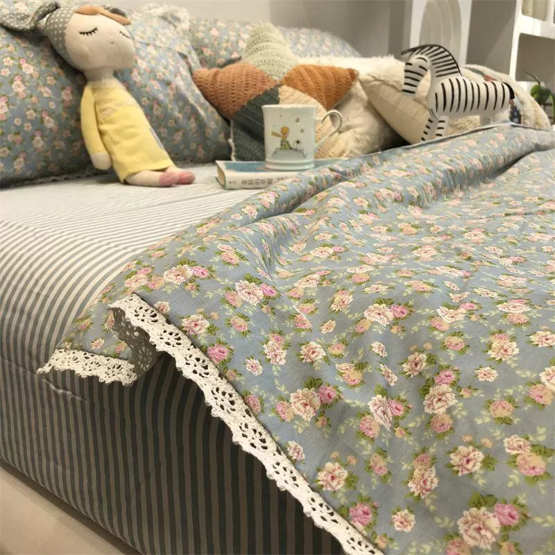 ✦愛美家✦部分現貨美式鄉村花邊簡約單雙人夏涼被夏季薄被子空調被可水洗床包夏被四件套