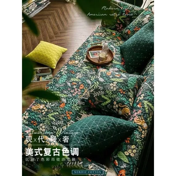 ✦愛美家✦現貨110*180加預購多款美式復古碎花四季全棉沙發墊布藝防滑皮沙發巾靠背墊組合沙發罩