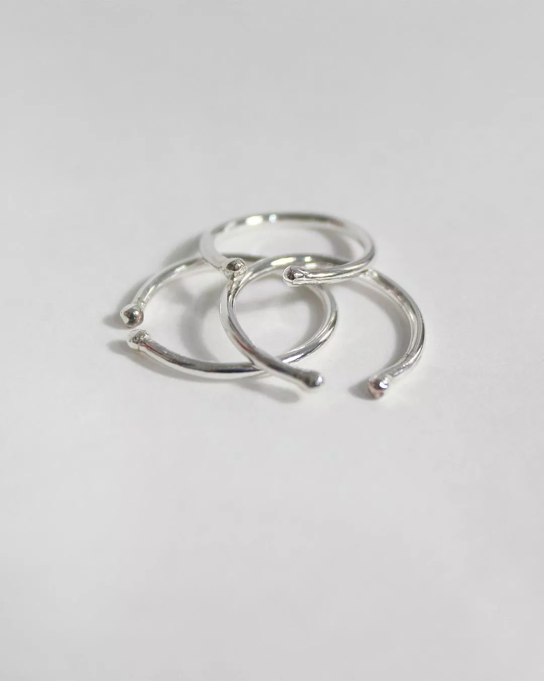 Granule Line Silver Open Ring