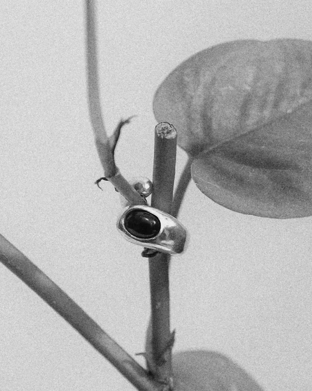 Natural Black Agate Sterling Silver Ring