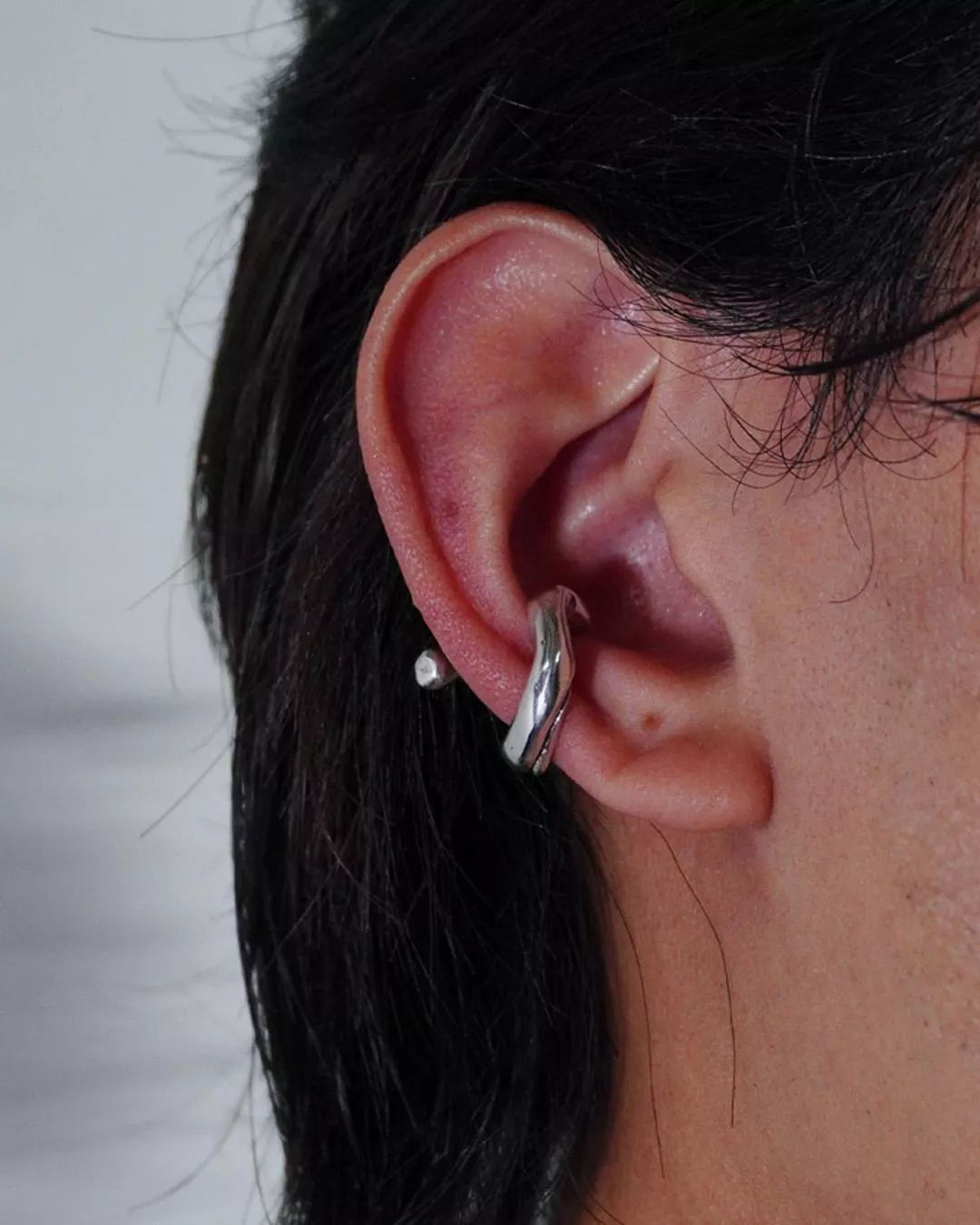 Brutalist No.2 Silver Ear Cuff