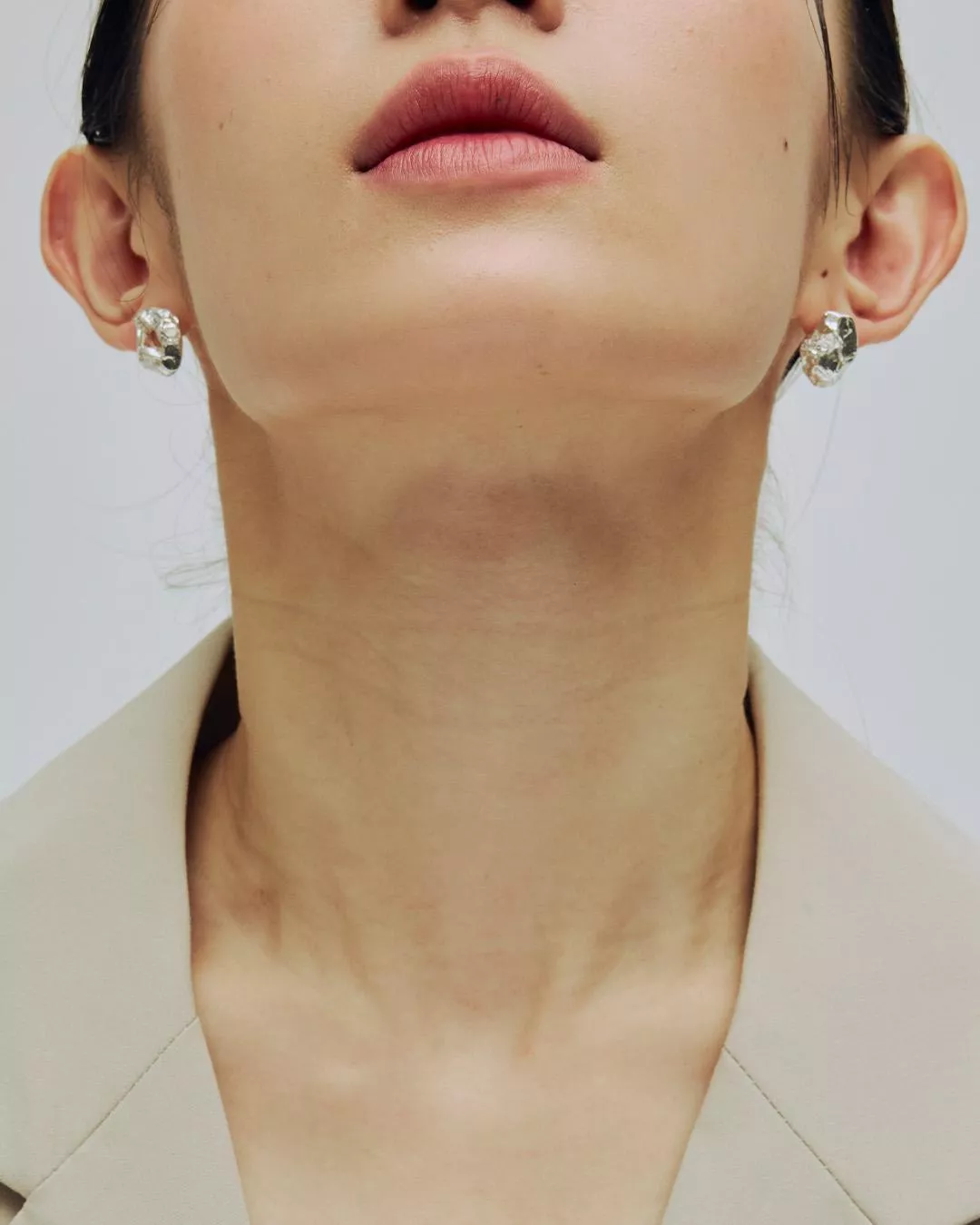 Natural Form Asymmetrical Silver Earrings