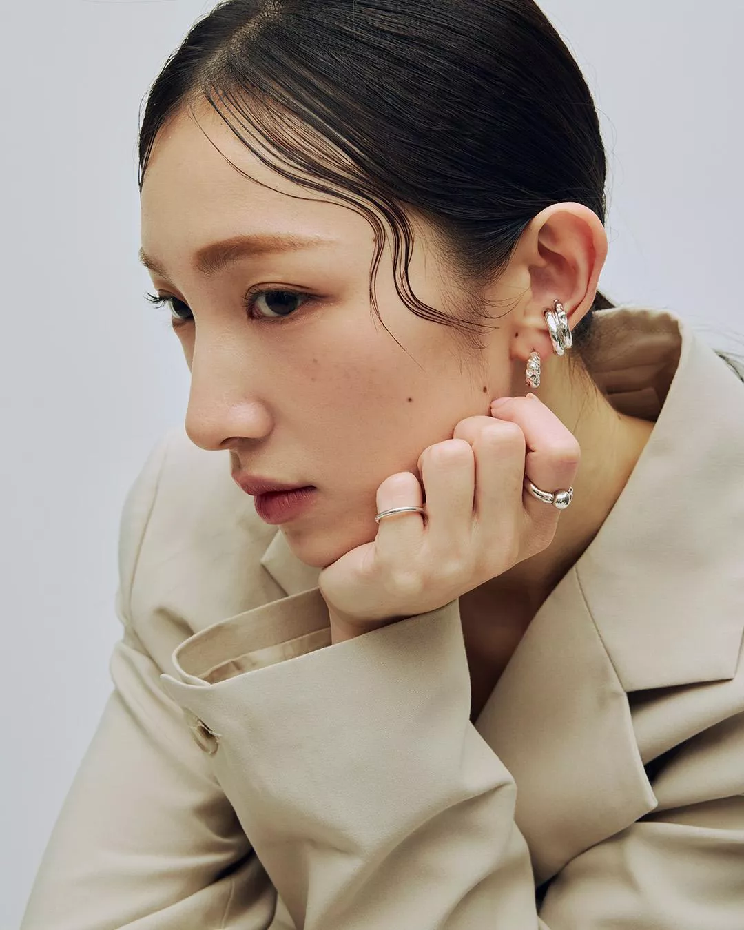 Moonlight Curve Silver Ear Cuff