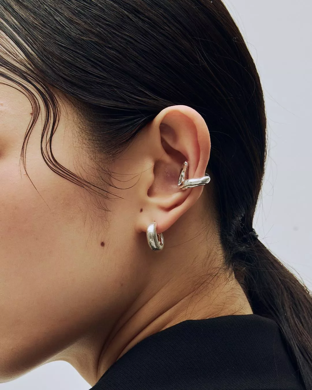 Brutalist No.2 Silver Ear Cuff