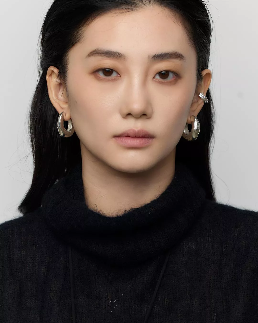 Flowline Hoop Silver Earrings