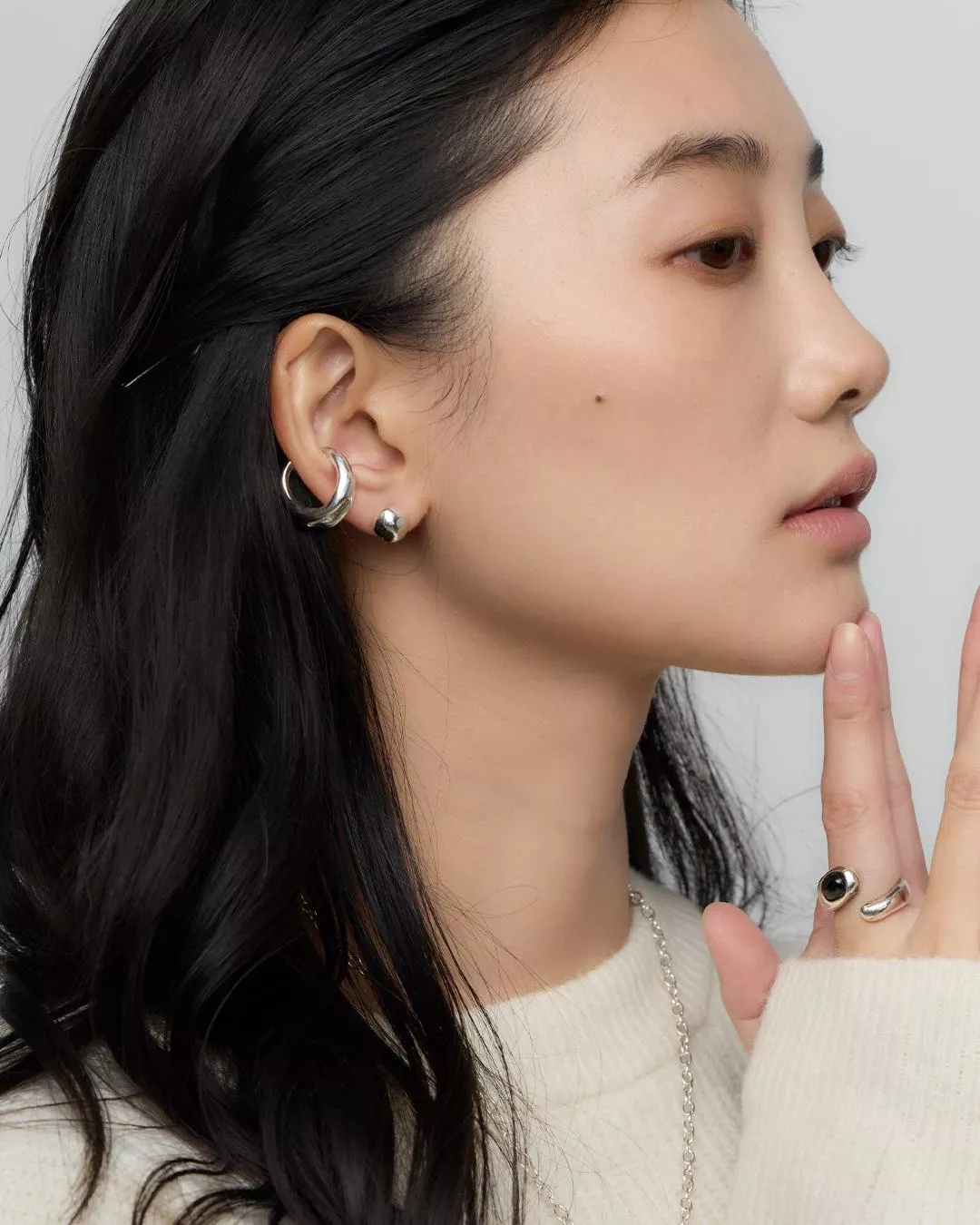 Ripple Silver Ear Cuff