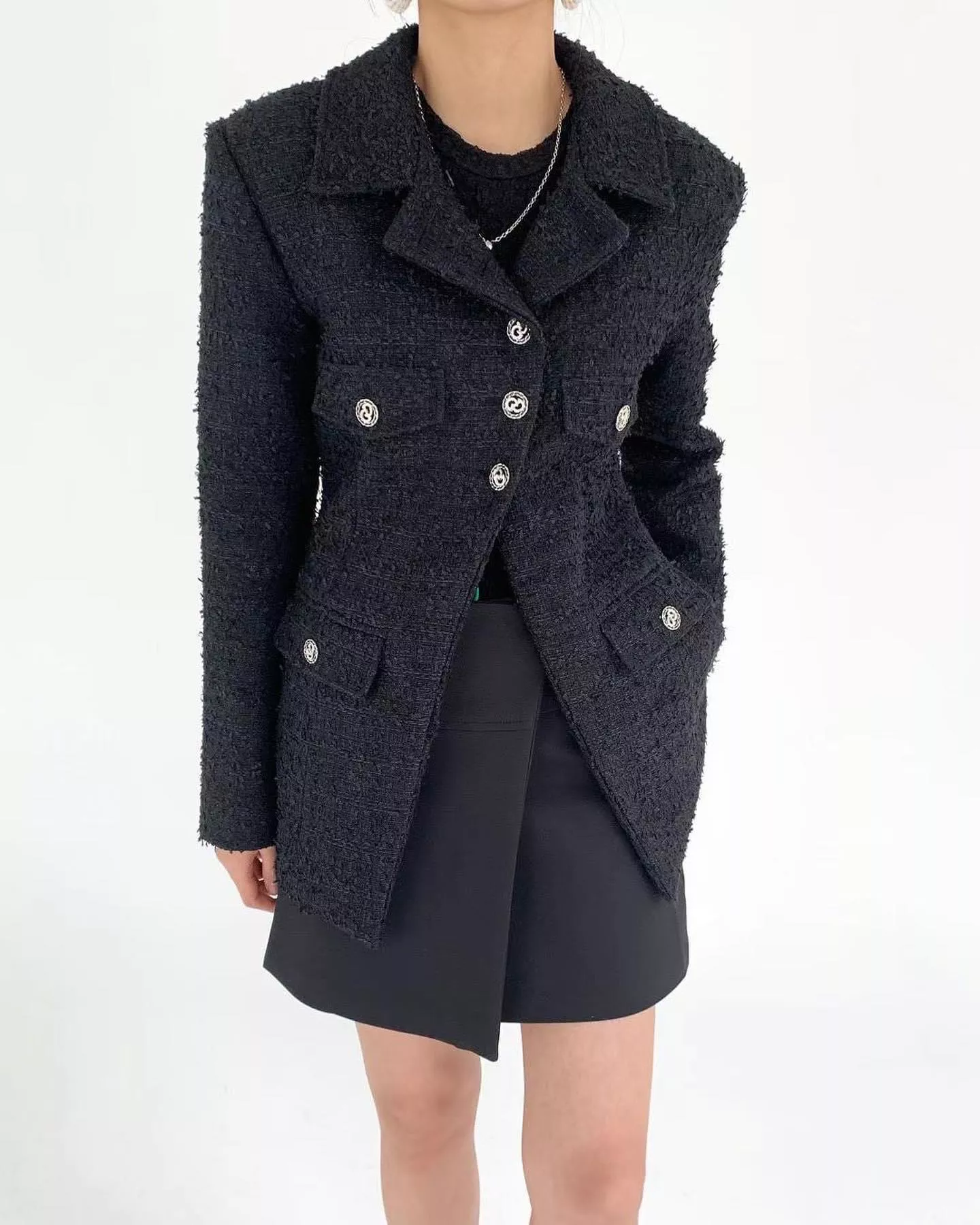 名模風🇰🇷小香毛呢高開衩背心