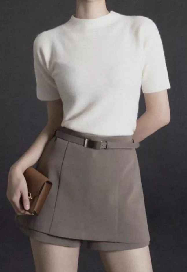 雙層褲擺設計質感短褲『附腰帶』