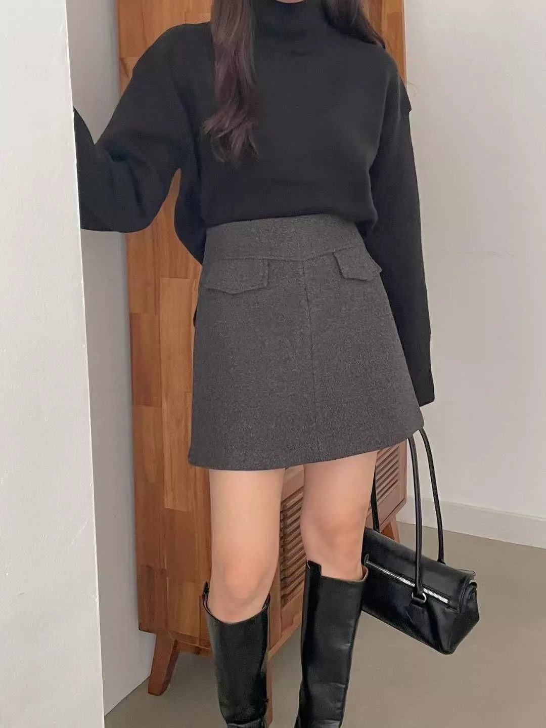 毛呢短裙『M～小XL可駕馭👍』