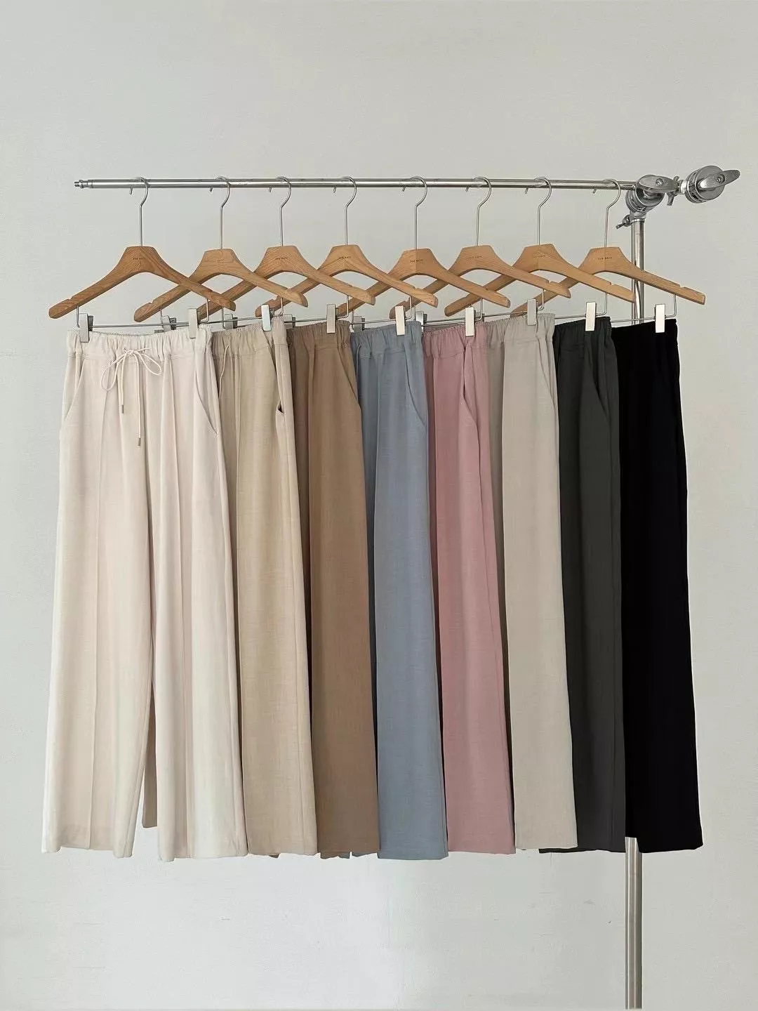 抽繩鬆緊帶落地寬褲