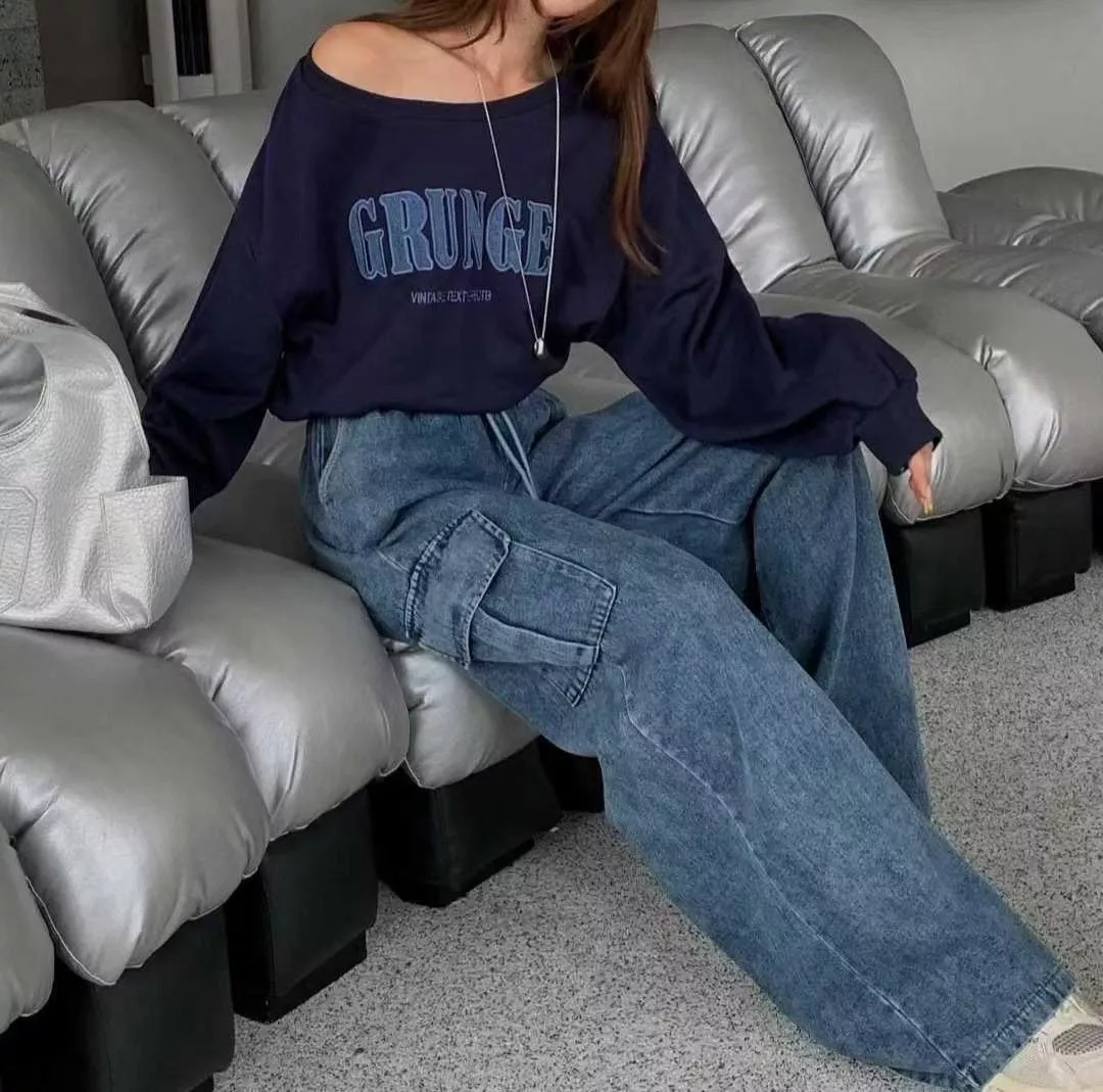 率性斜領大學T工裝褲套裝