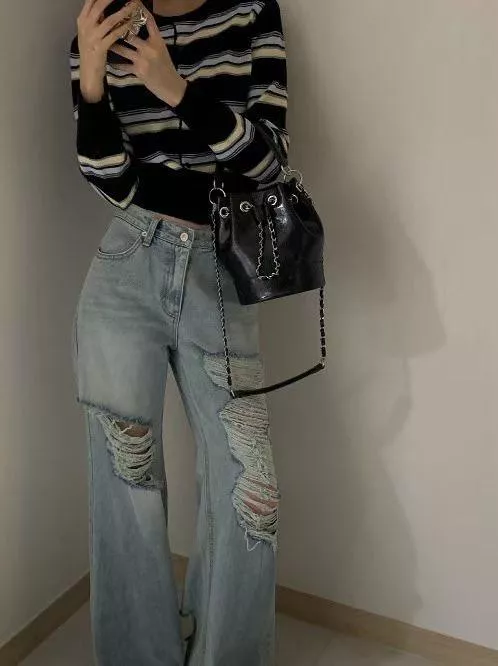 刷破個性牛仔褲