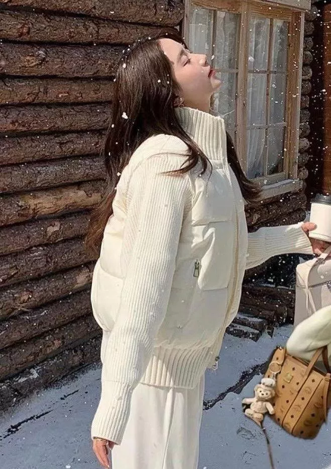 羽絨拼接針織外套